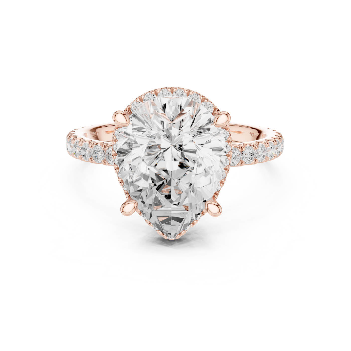 4.20 Ct. Pear Cut Diamond Halo Pavé Ring (DDLR-172-PE)