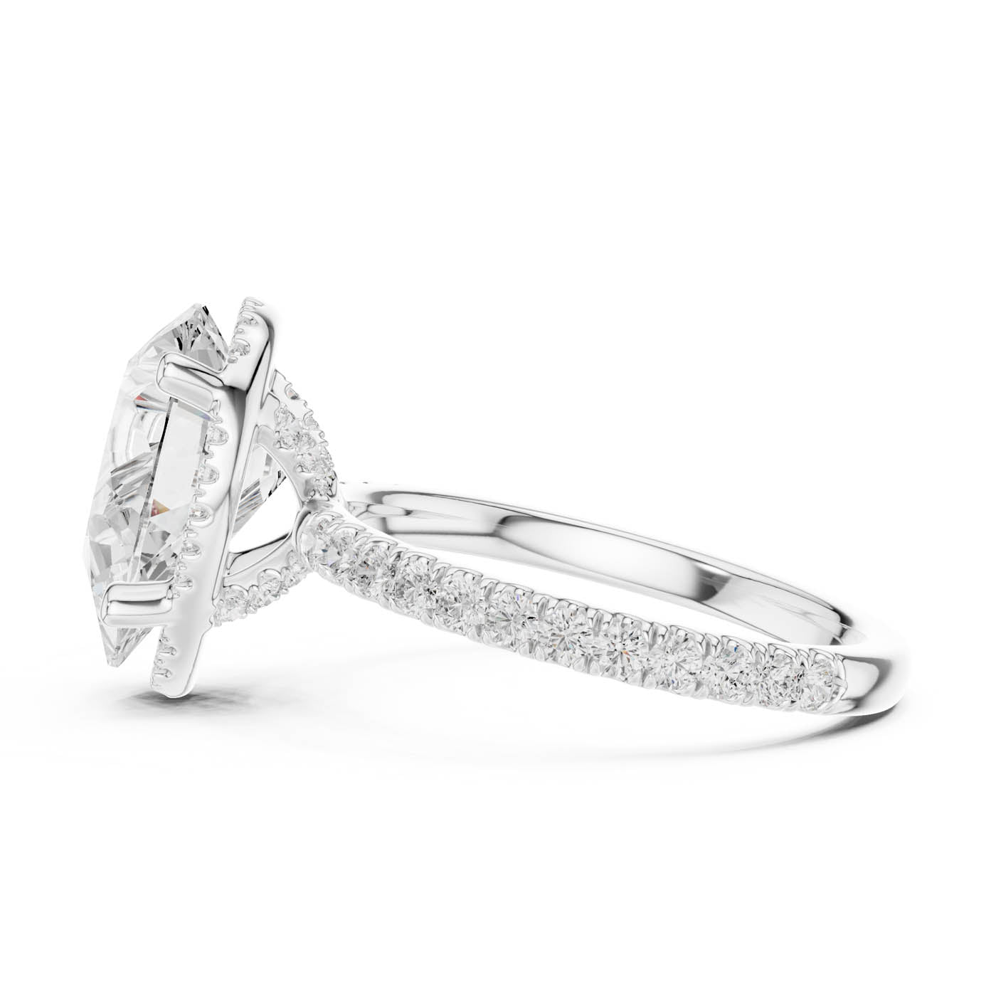 4.20 Ct. Pear Cut Diamond Halo Pavé Ring (DDLR-172-PE) 8