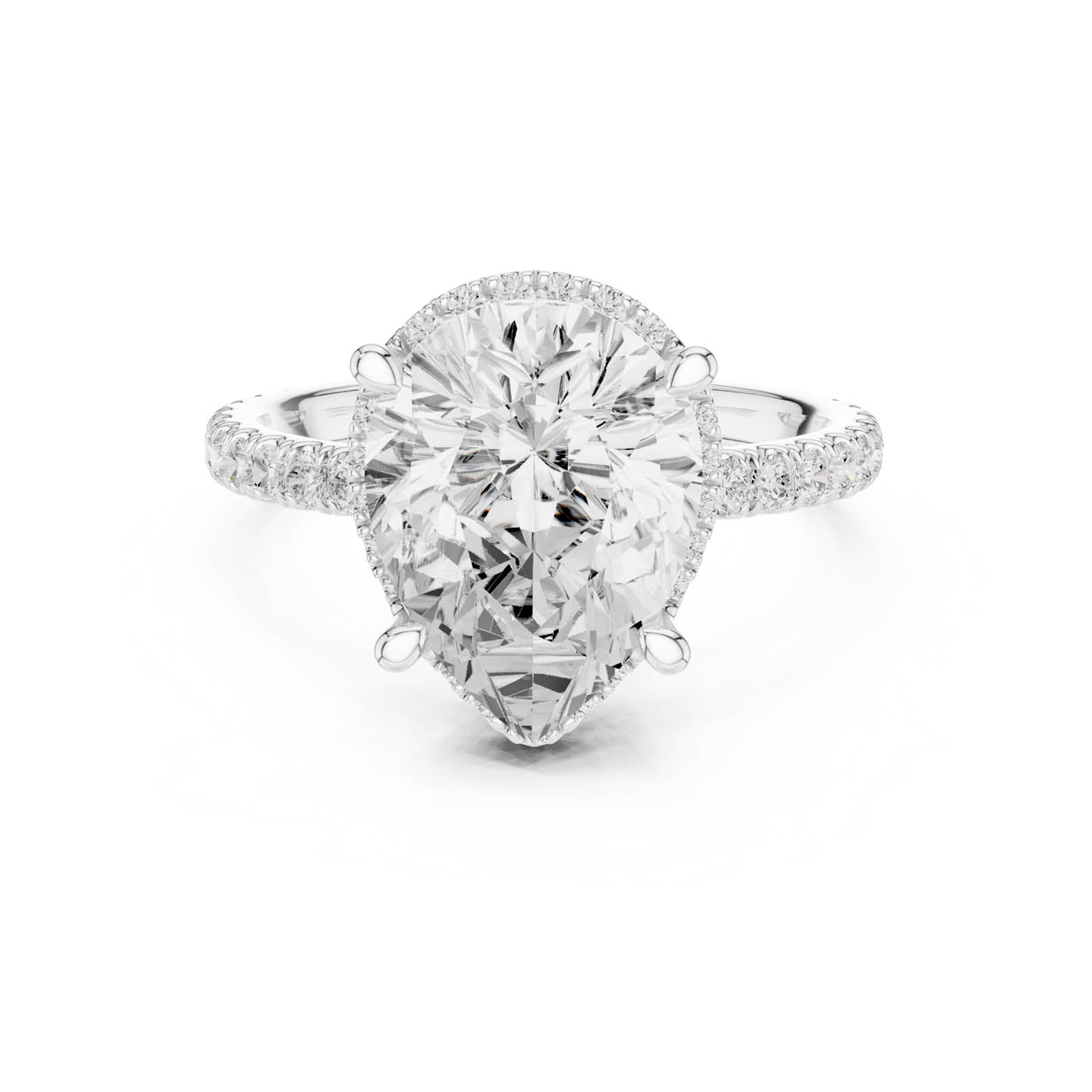 4.20 Ct. Pear Cut Diamond Halo Pavé Ring (DDLR-172-PE) 6