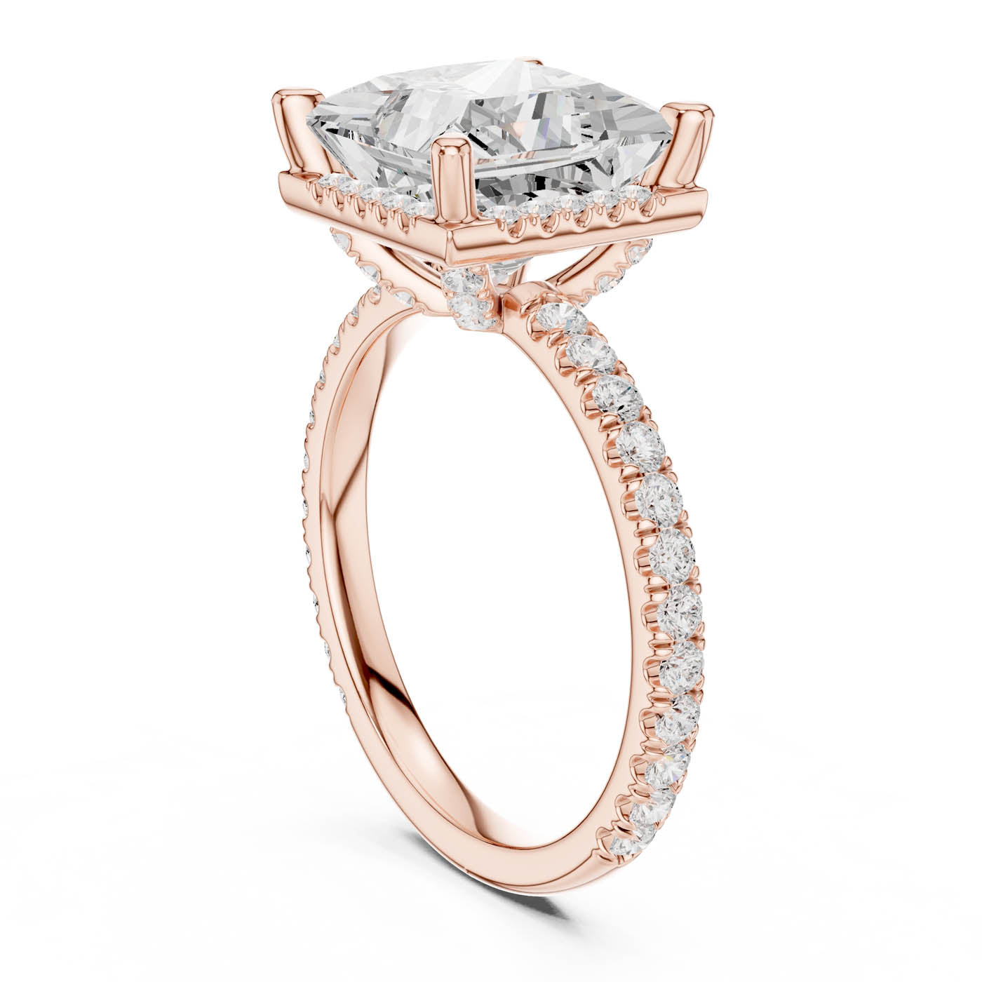 4.20 Ct. Princess Cut Diamond Halo Pavé Ring (DDLR-172-PR) 9