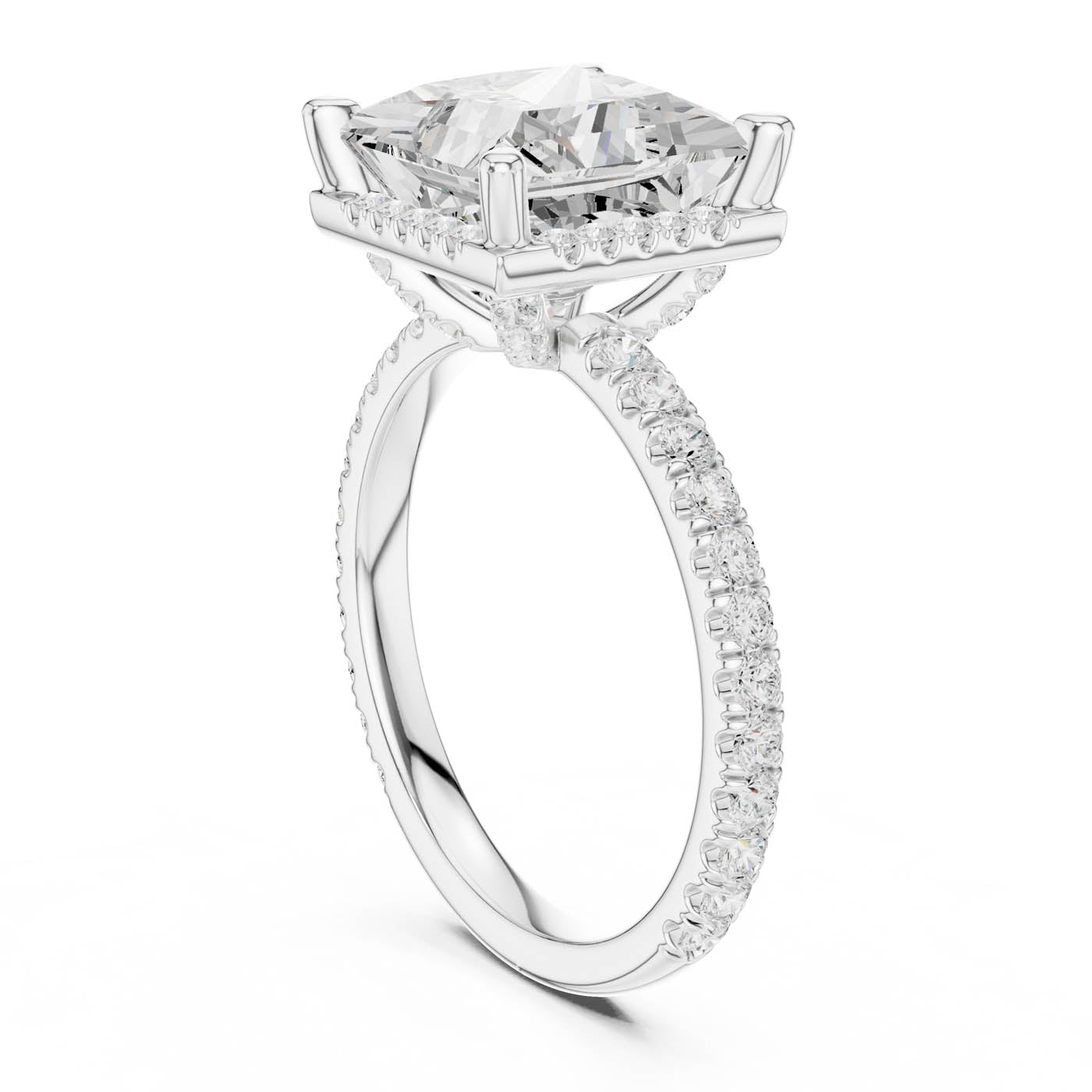 4.20 Ct. Princess Cut Diamond Halo Pavé Ring (DDLR-172-PR) 11