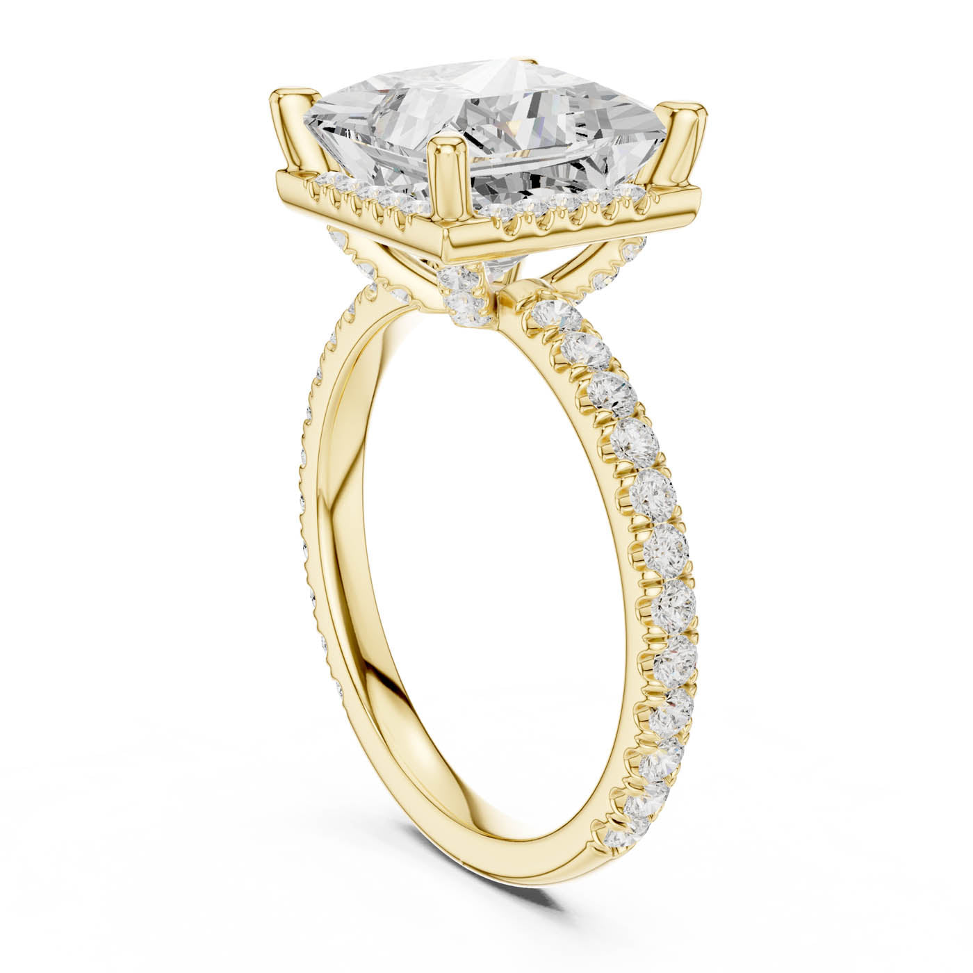 4.20 Ct. Princess Cut Diamond Halo Pavé Ring (DDLR-172-PR) 4