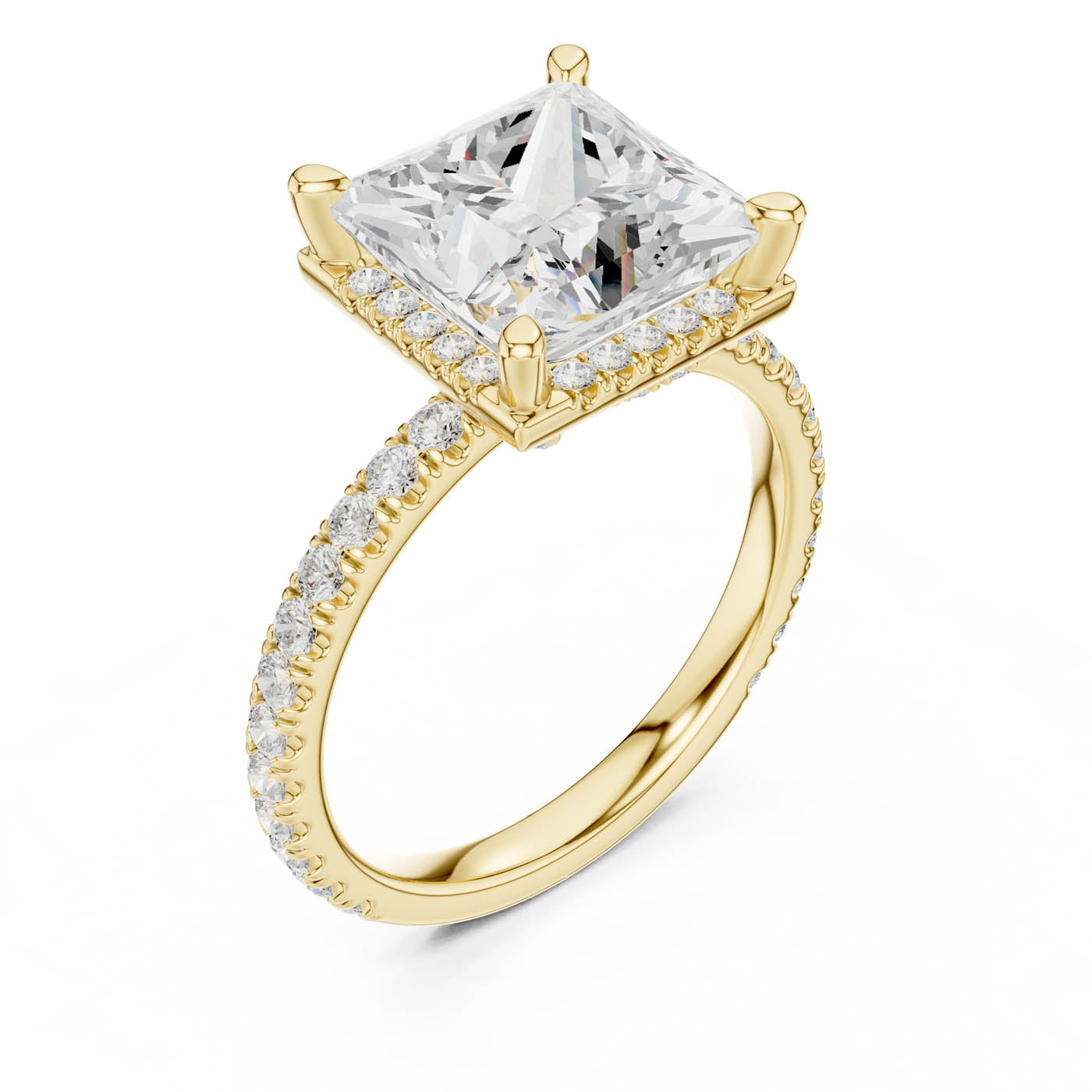 4.20 Ct. Princess Cut Diamond Halo Pavé Ring (DDLR-172-PR)
