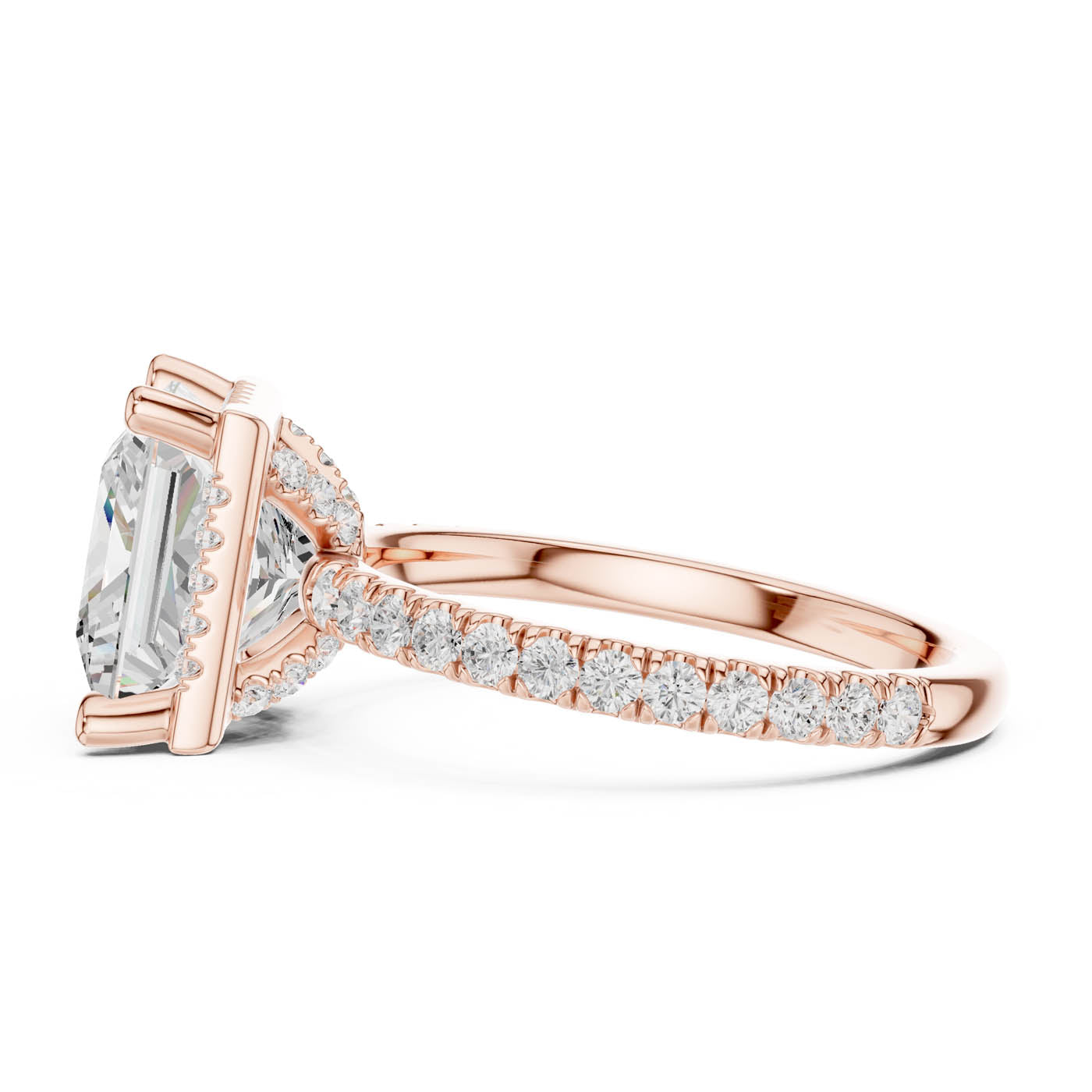 4.20 Ct. Princess Cut Diamond Halo Pavé Ring (DDLR-172-PR) 8