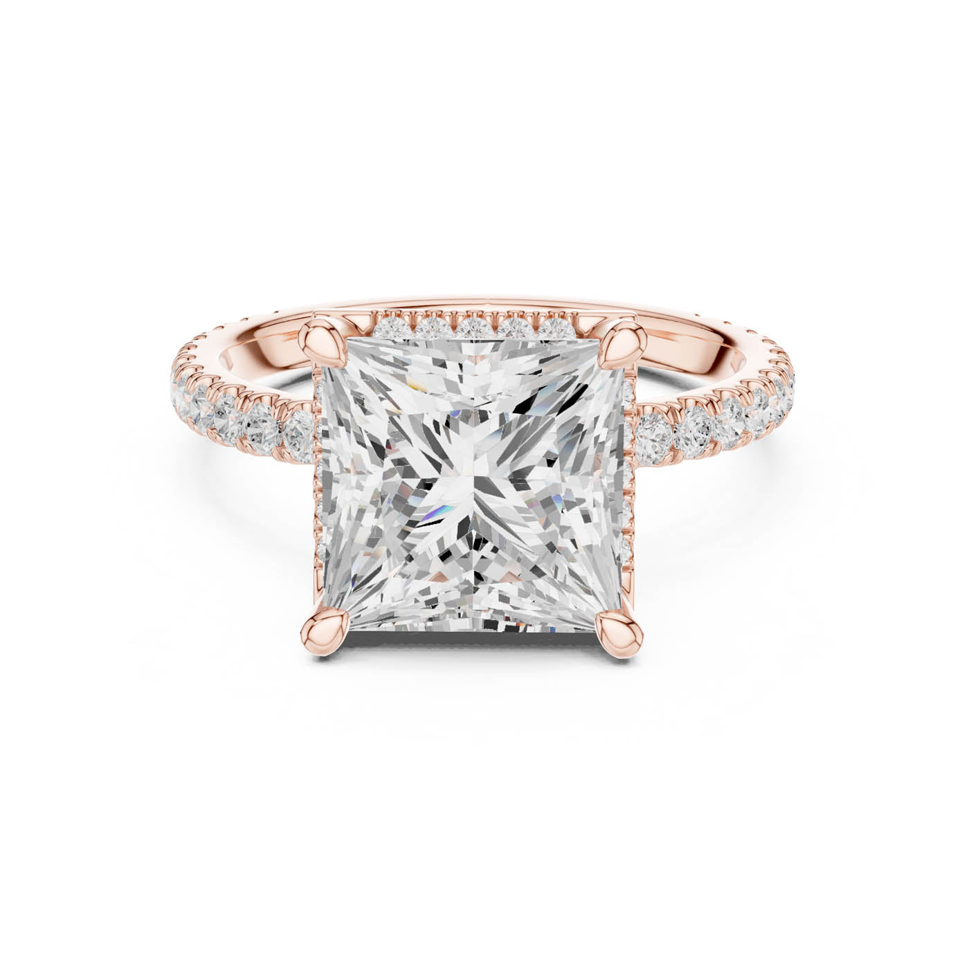 4.20 Ct. Princess Cut Diamond Halo Pavé Ring (DDLR-172-PR) 6
