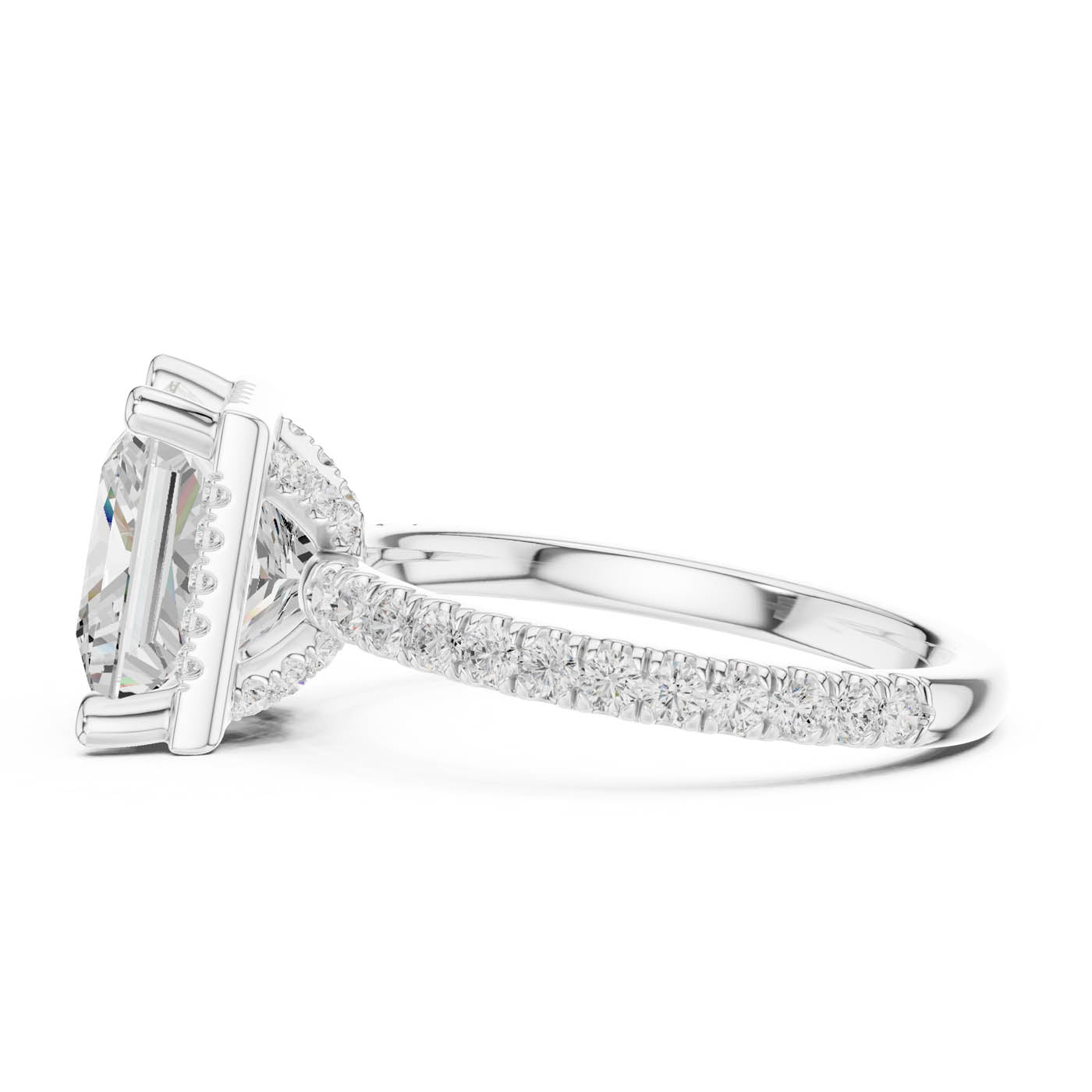 4.20 Ct. Princess Cut Diamond Halo Pavé Ring (DDLR-172-PR) 12