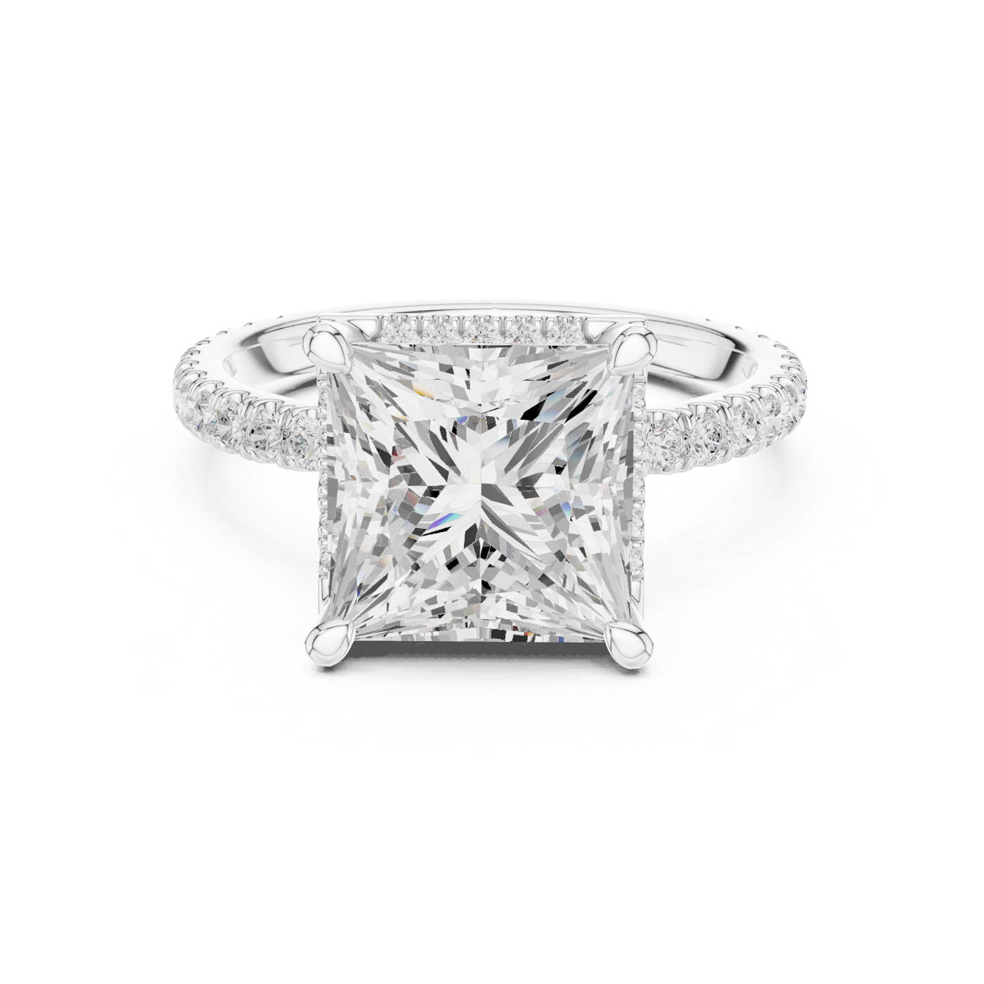 4.20 Ct. Princess Cut Diamond Halo Pavé Ring (DDLR-172-PR)