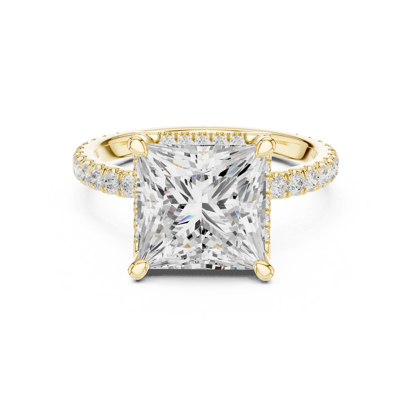 4.20 Ct. Princess Cut Diamond Halo Pavé Ring (DDLR-172-PR) 3