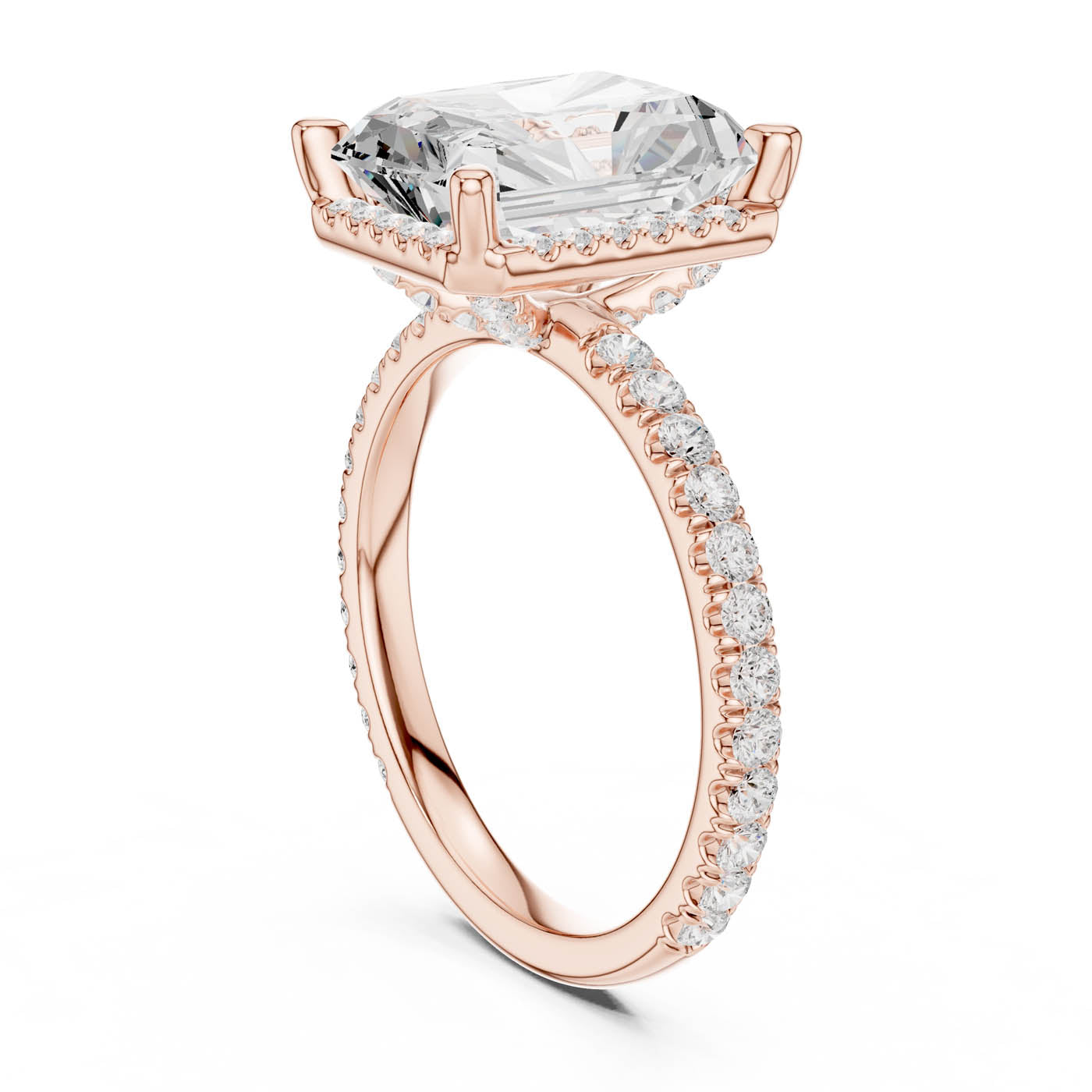 4.20 Ct. Radiant Cut Diamond Halo Pavé Ring (DDLR-172-RA) 4