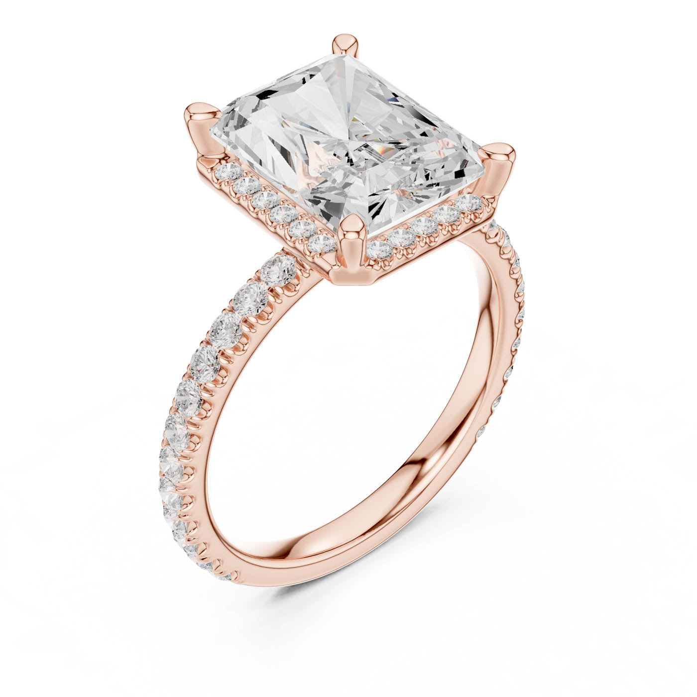 4.20 Ct. Radiant Cut Diamond Halo Pavé Ring (DDLR-172-RA)
