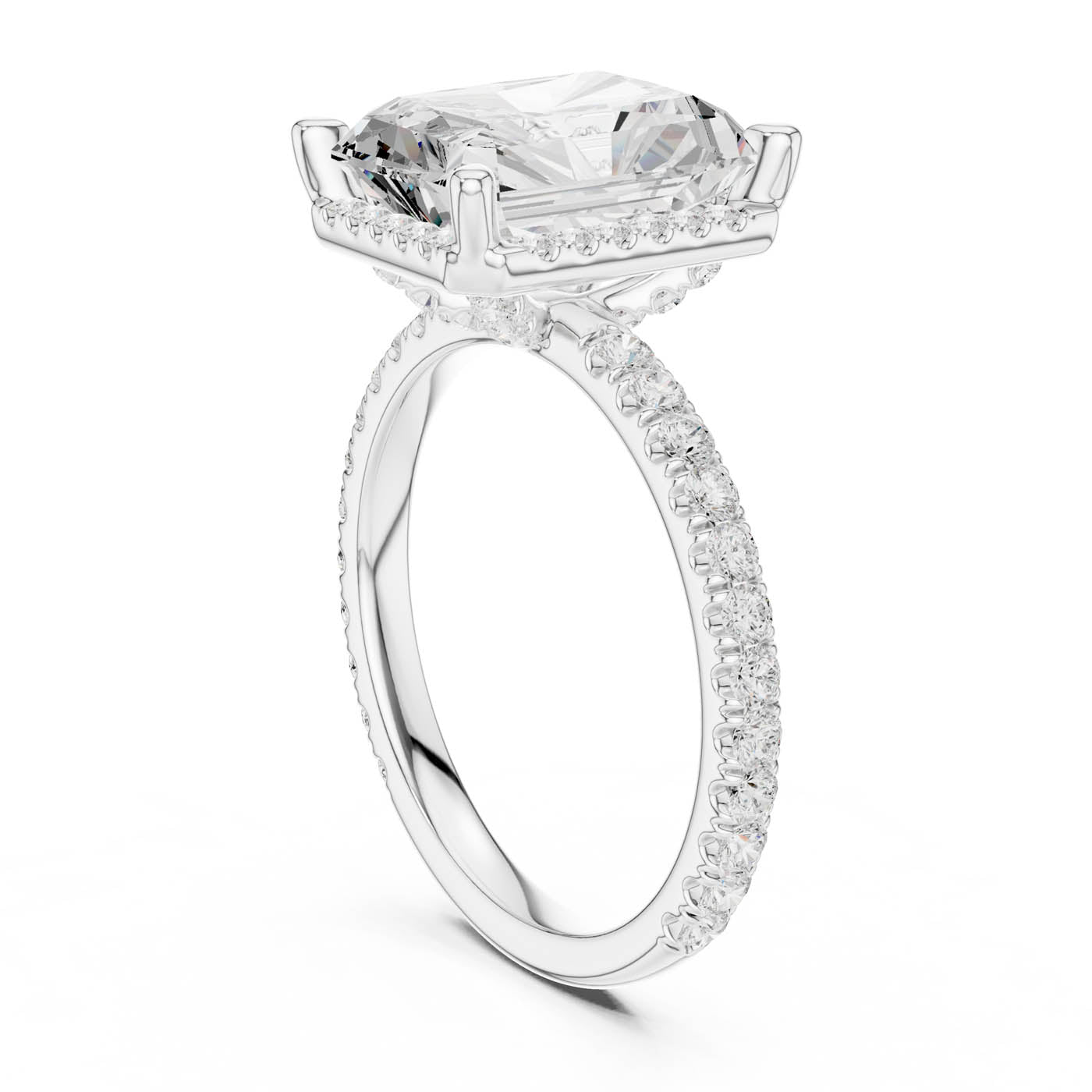 4.20 Ct. Radiant Cut Diamond Halo Pavé Ring (DDLR-172-RA) 11