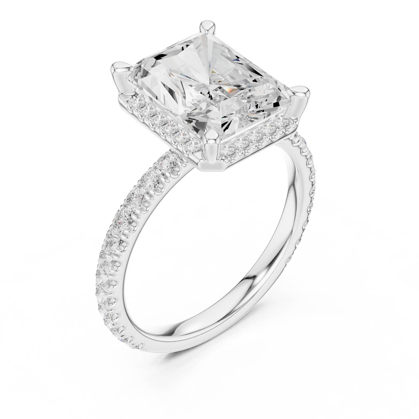 4.20 Ct. Radiant Cut Diamond Halo Pavé Ring (DDLR-172-RA) 10