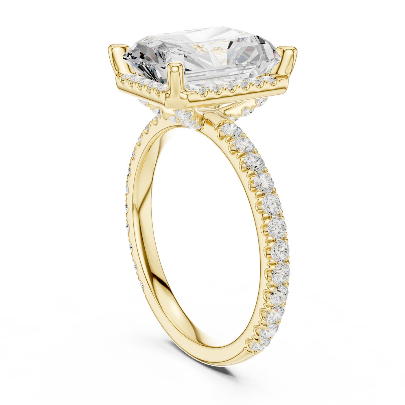 4.20 Ct. Radiant Cut Diamond Halo Pavé Ring (DDLR-172-RA) 9