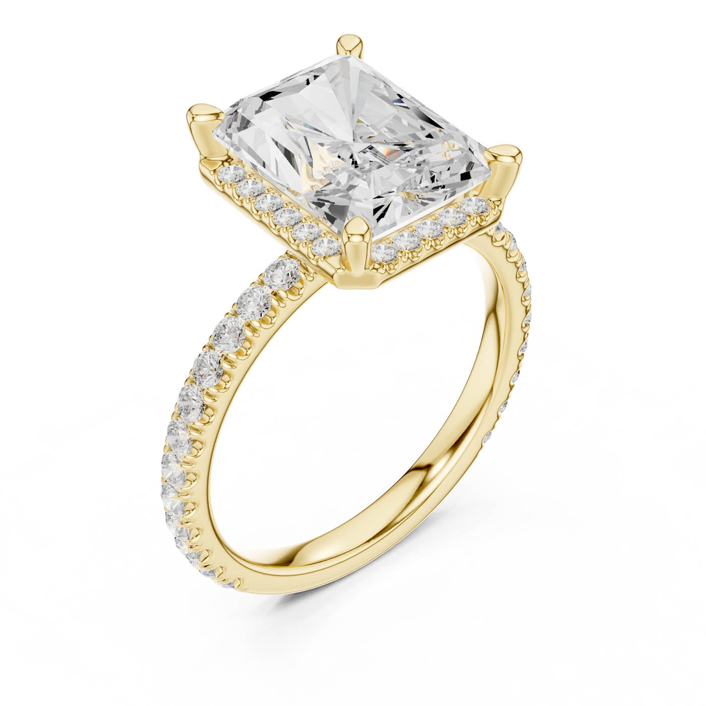 4.20 Ct. Radiant Cut Diamond Halo Pavé Ring (DDLR-172-RA) 7
