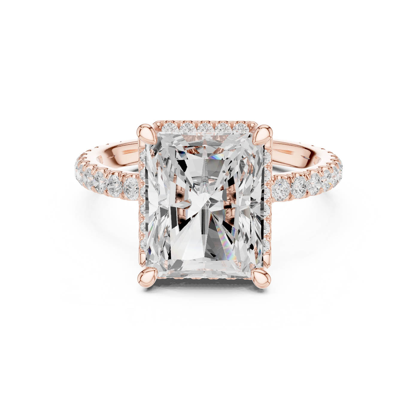 4.20 Ct. Radiant Cut Diamond Halo Pavé Ring (DDLR-172-RA) 3