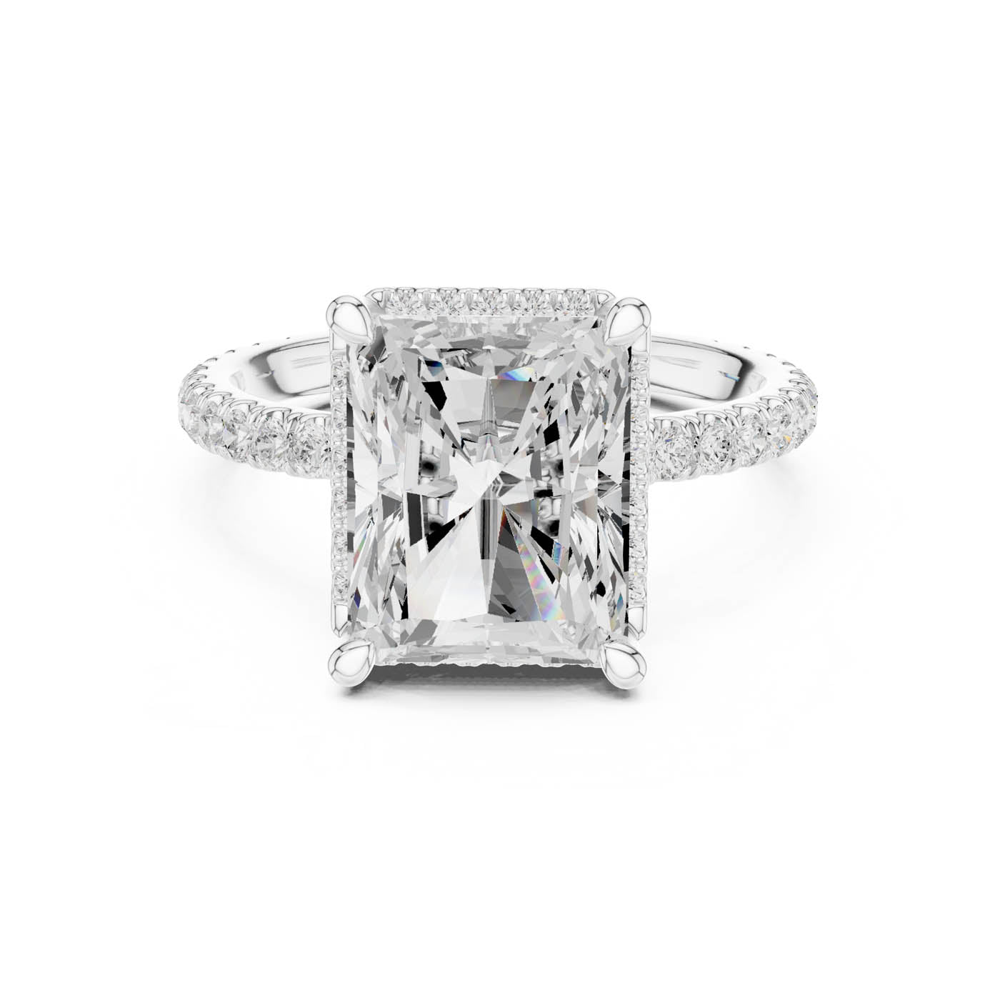 4.20 Ct. Radiant Cut Diamond Halo Pavé Ring (DDLR-172-RA)