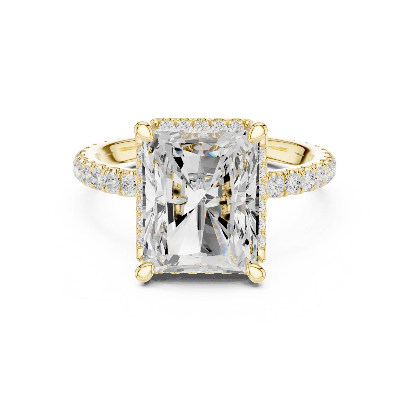 4.20 Ct. Radiant Cut Diamond Halo Pavé Ring (DDLR-172-RA) 6