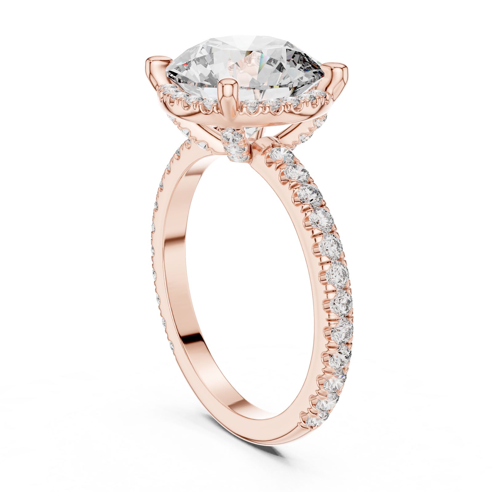 4.00 Ct. Round Diamond Ring with Hidden Halo and Pavé Shank (DDLR-172) 13