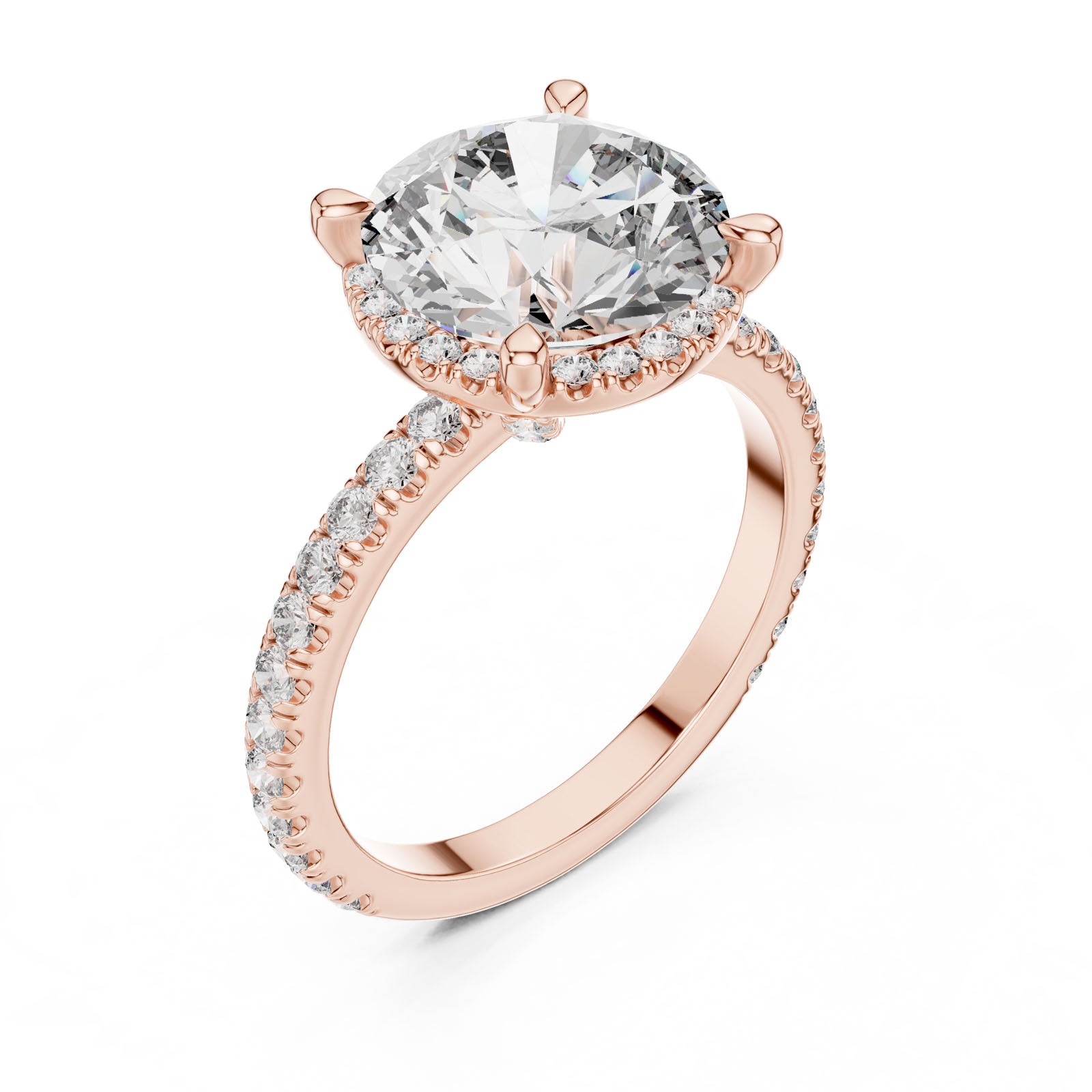 4.00 Ct. Round Diamond Ring with Hidden Halo and Pavé Shank (DDLR-172) 12