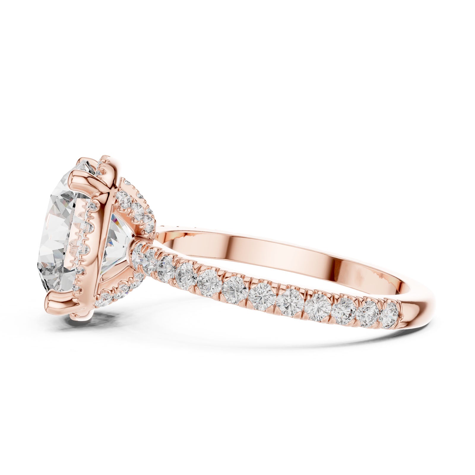 4.00 Ct. Round Diamond Ring with Hidden Halo and Pavé Shank (DDLR-172) 4