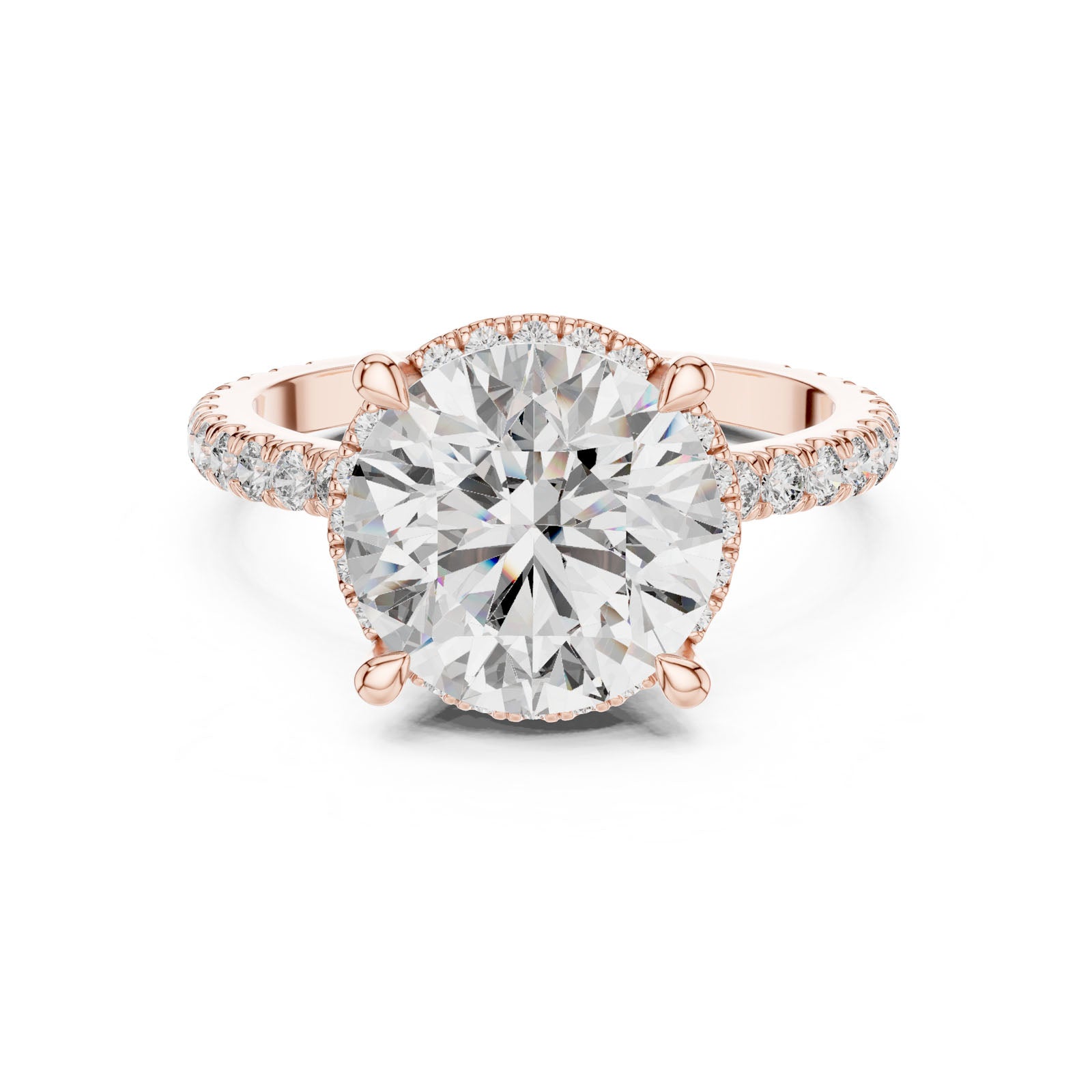4.00 Ct. Round Diamond Ring with Hidden Halo and Pavé Shank (DDLR-172) 5