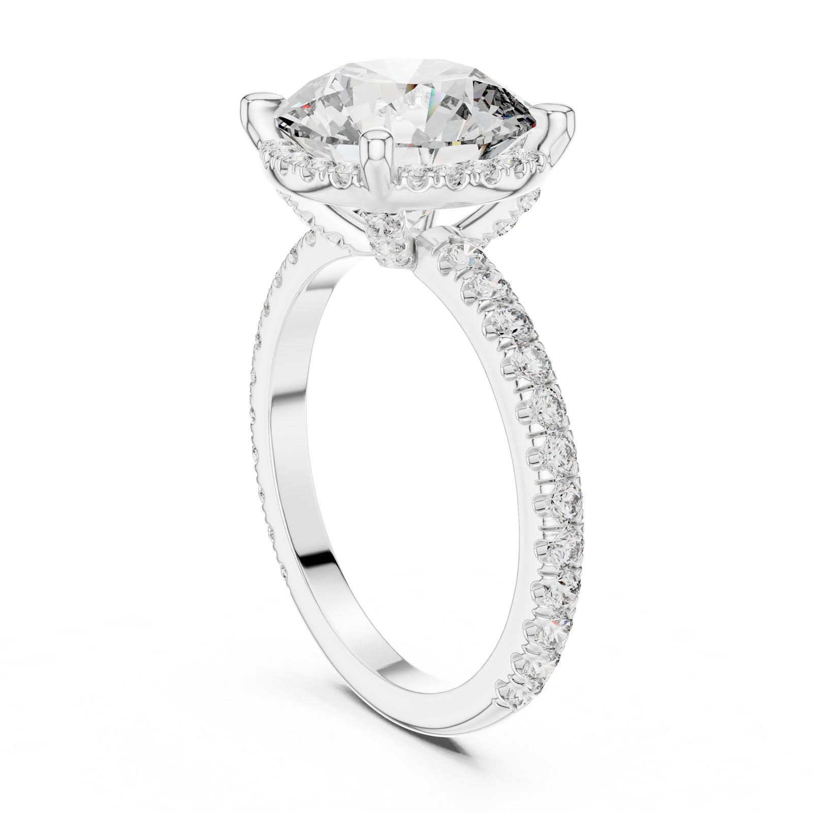 4.00 Ct. Round Diamond Ring with Hidden Halo and Pavé Shank (DDLR-172) 6