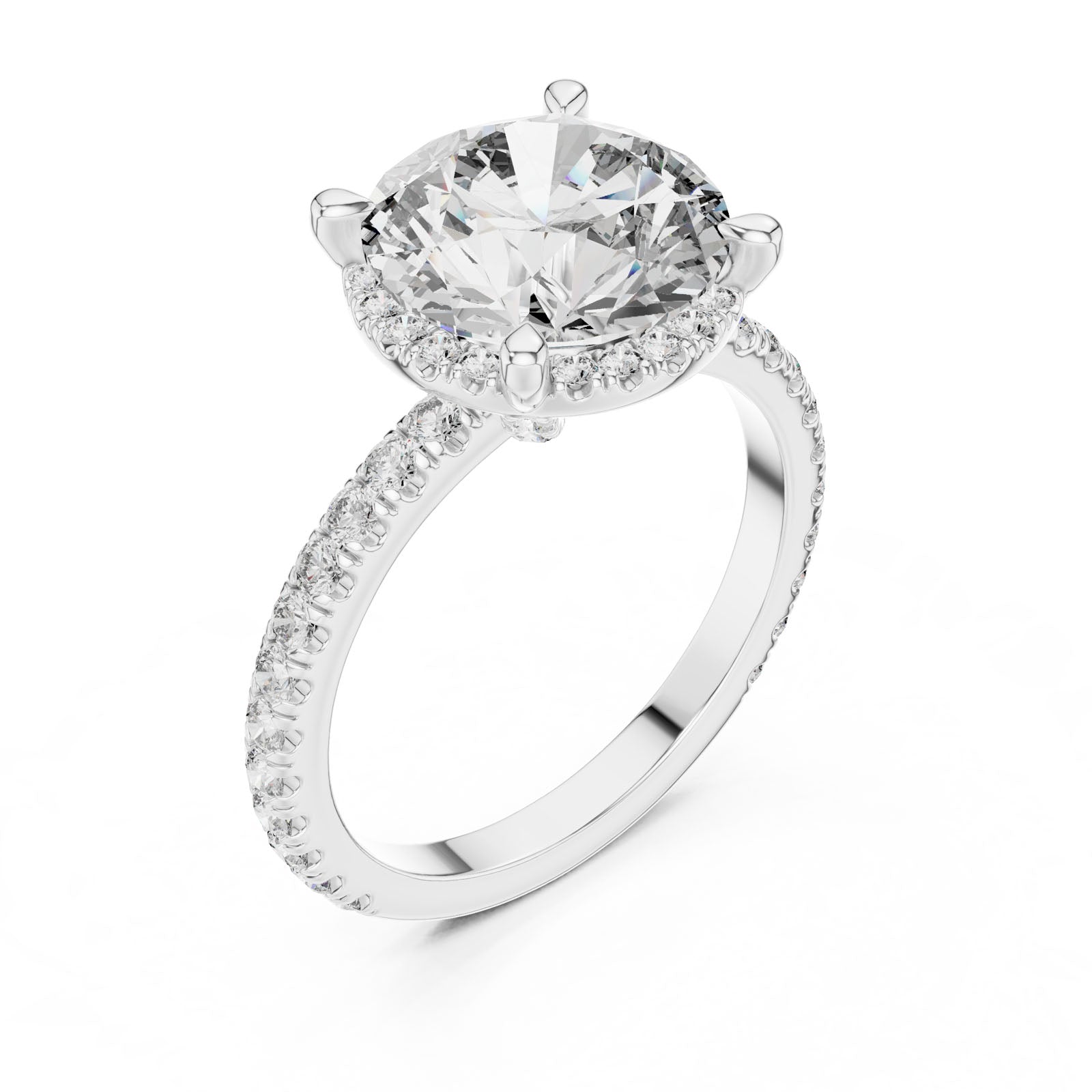 4.00 Ct. Round Diamond Ring with Hidden Halo and Pavé Shank (DDLR-172) 7