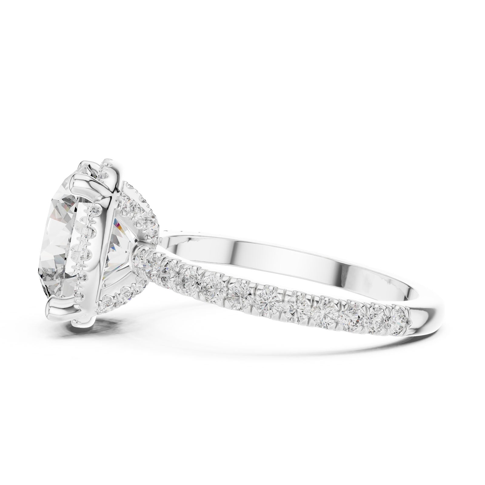 4.00 Ct. Round Diamond Ring with Hidden Halo and Pavé Shank (DDLR-172) 8