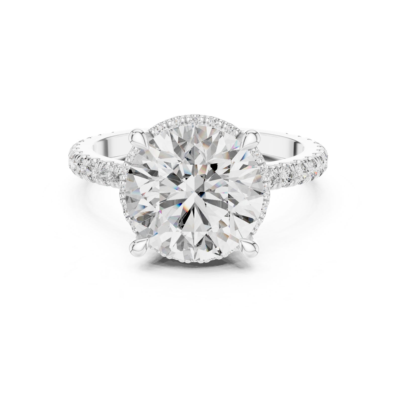 4.00 Ct. Round Diamond Ring with Hidden Halo and Pavé Shank (DDLR-172)