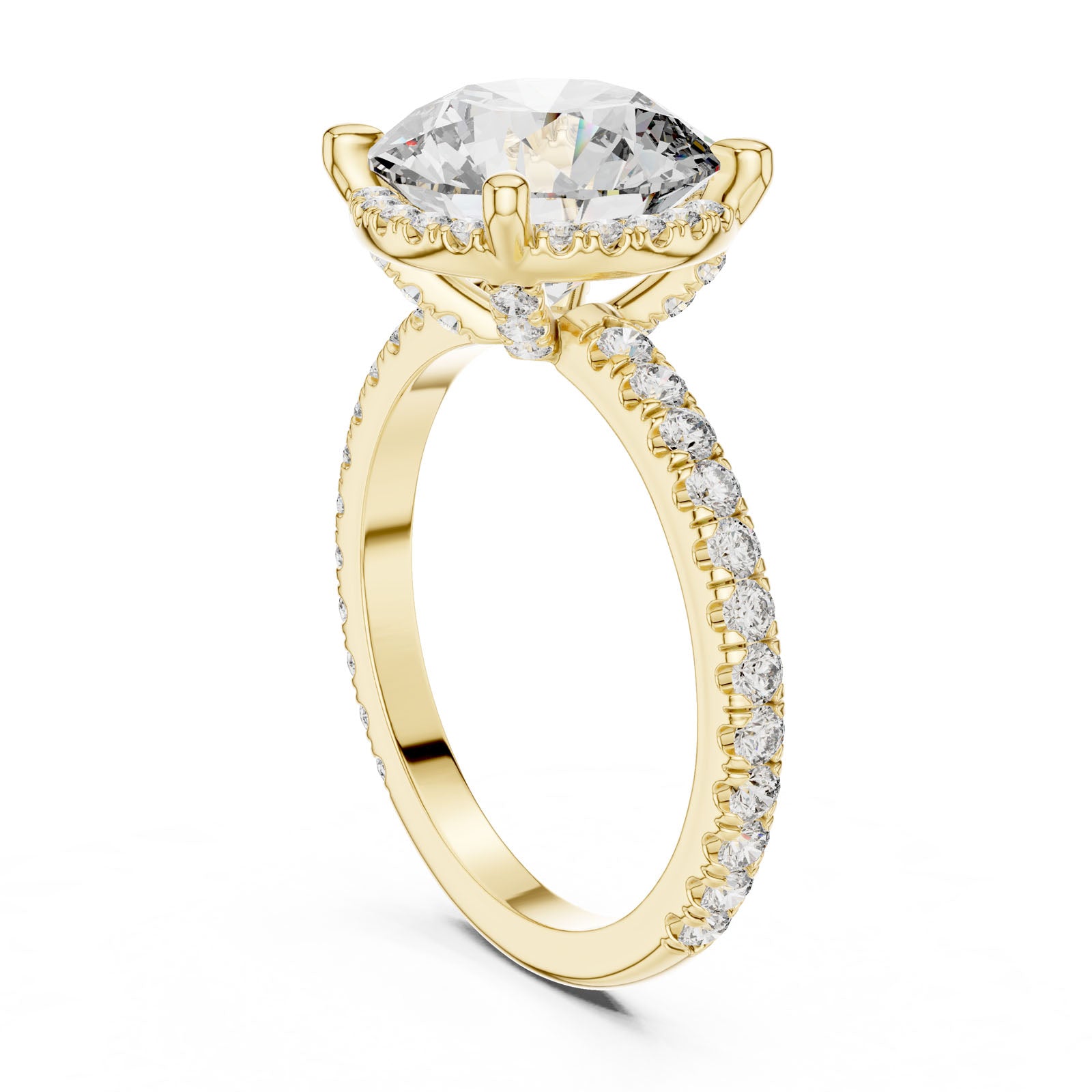 4.00 Ct. Round Diamond Ring with Hidden Halo and Pavé Shank (DDLR-172) 9