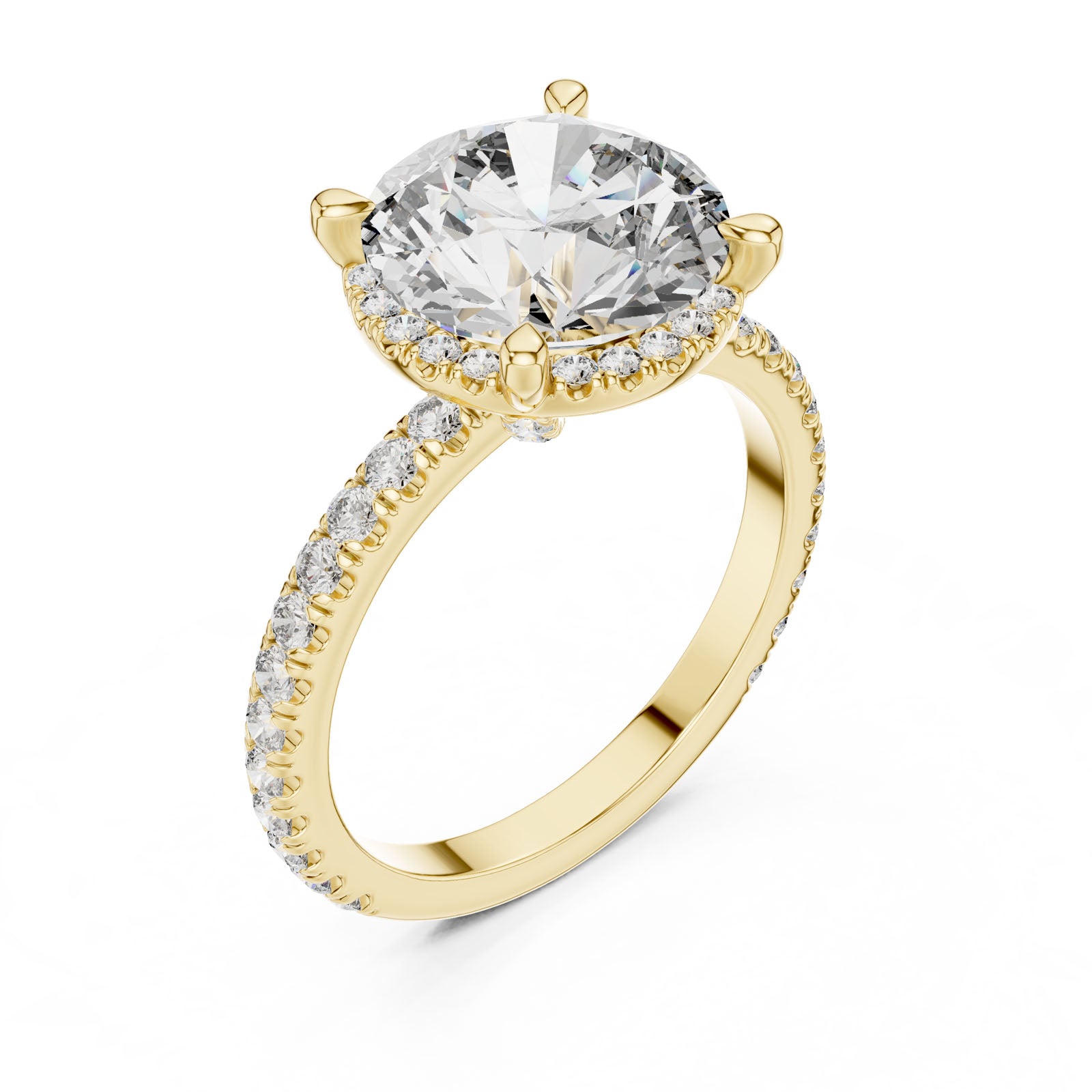 4.00 Ct. Round Diamond Ring with Hidden Halo and Pavé Shank (DDLR-172)