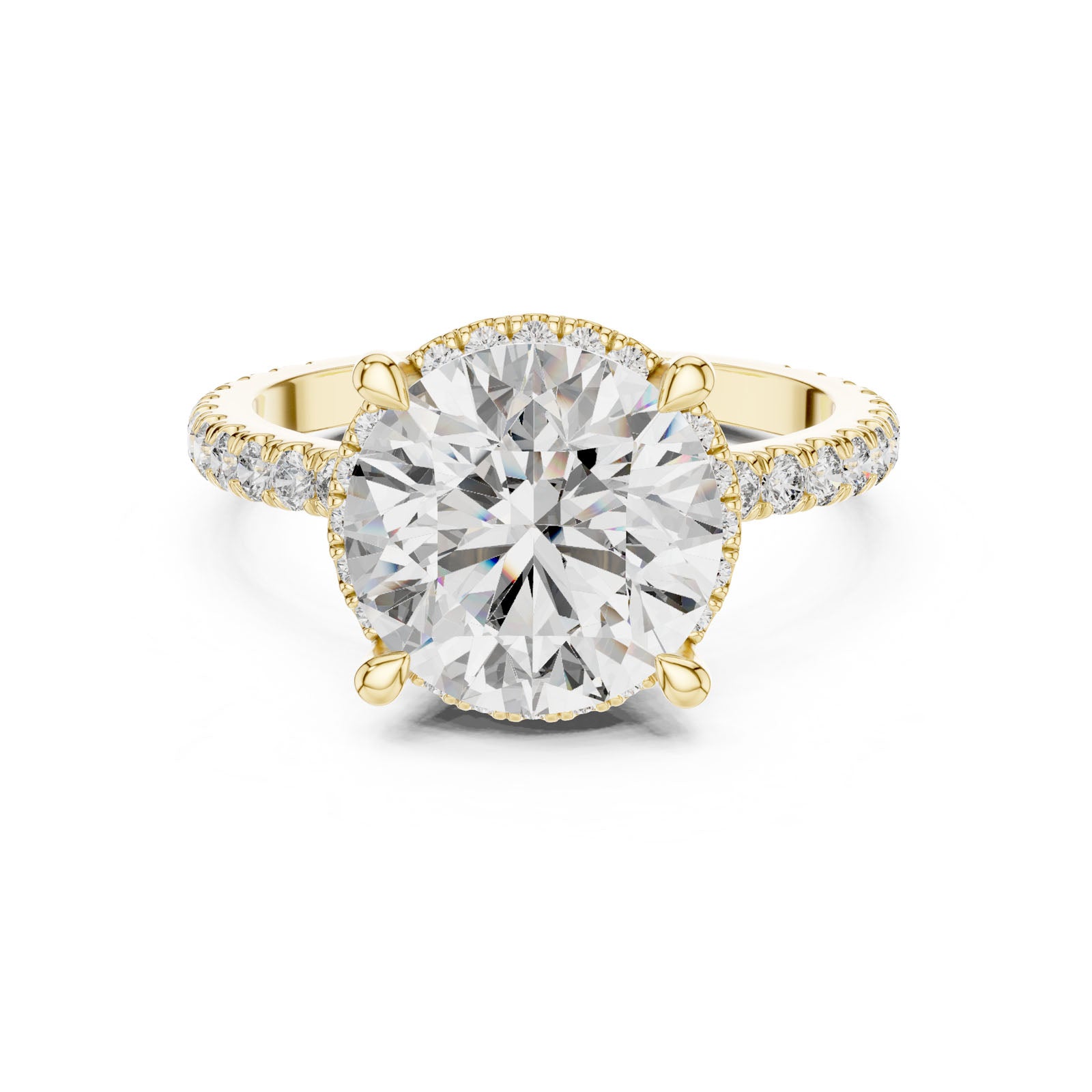 4.00 Ct. Round Diamond Ring with Hidden Halo and Pavé Shank (DDLR-172) 11