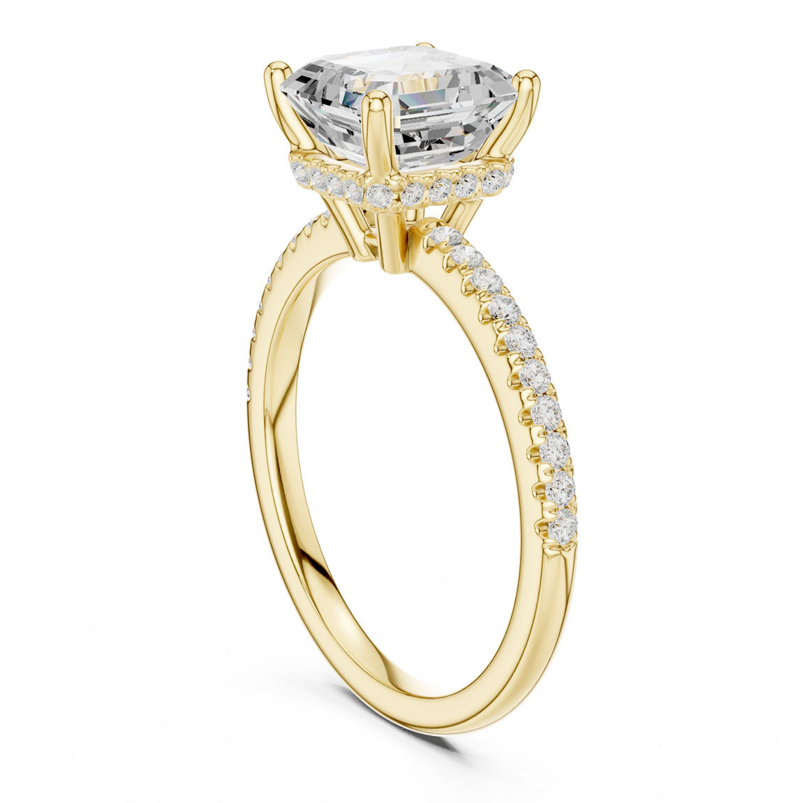 2.30 Ct. Asscher Cut Diamond Hidden Halo Pavé Ring (DDLR-177 - AC) 4