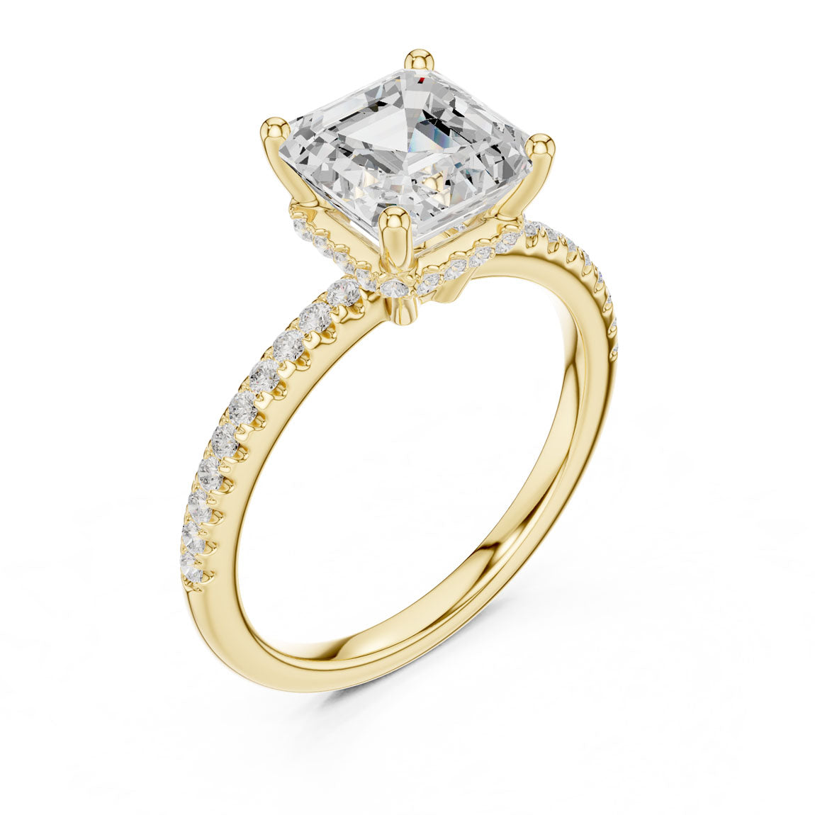 2.30 Ct. Asscher Cut Diamond Hidden Halo Pavé Ring (DDLR-177 - AC)