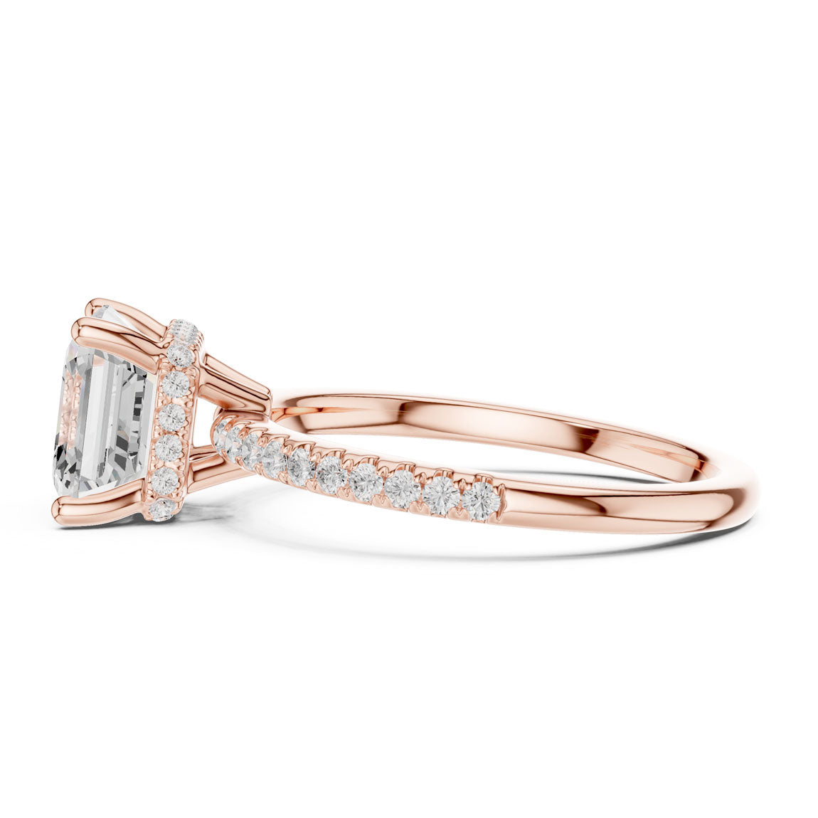 2.30 Ct. Asscher Cut Diamond Hidden Halo Pavé Ring (DDLR-177 - AC) 8