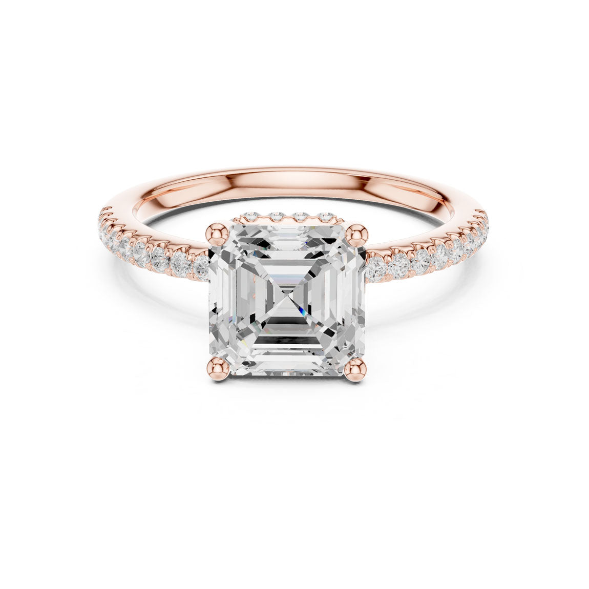 2.30 Ct. Asscher Cut Diamond Hidden Halo Pavé Ring (DDLR-177 - AC) 6