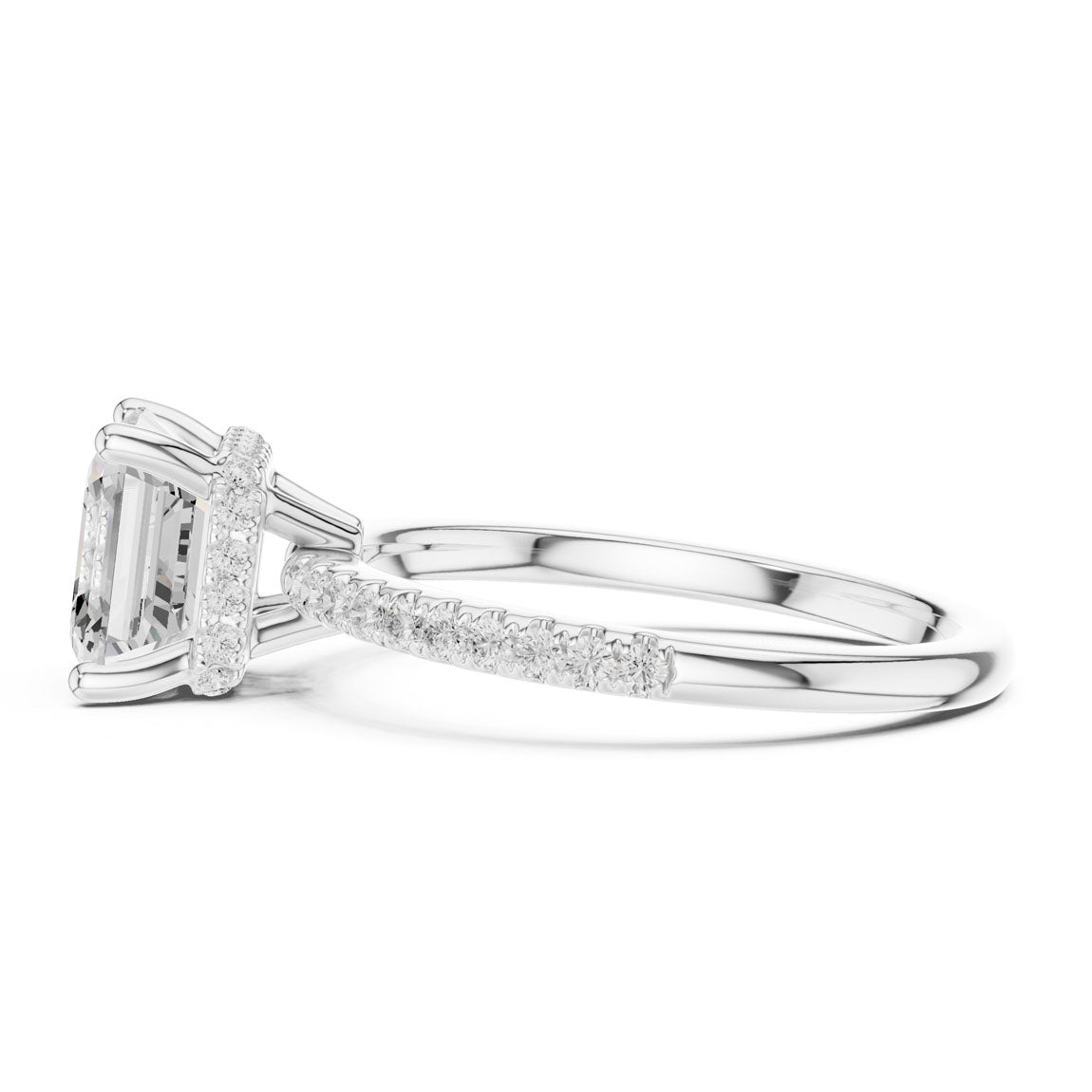 2.30 Ct. Asscher Cut Diamond Hidden Halo Pavé Ring (DDLR-177 - AC) 12