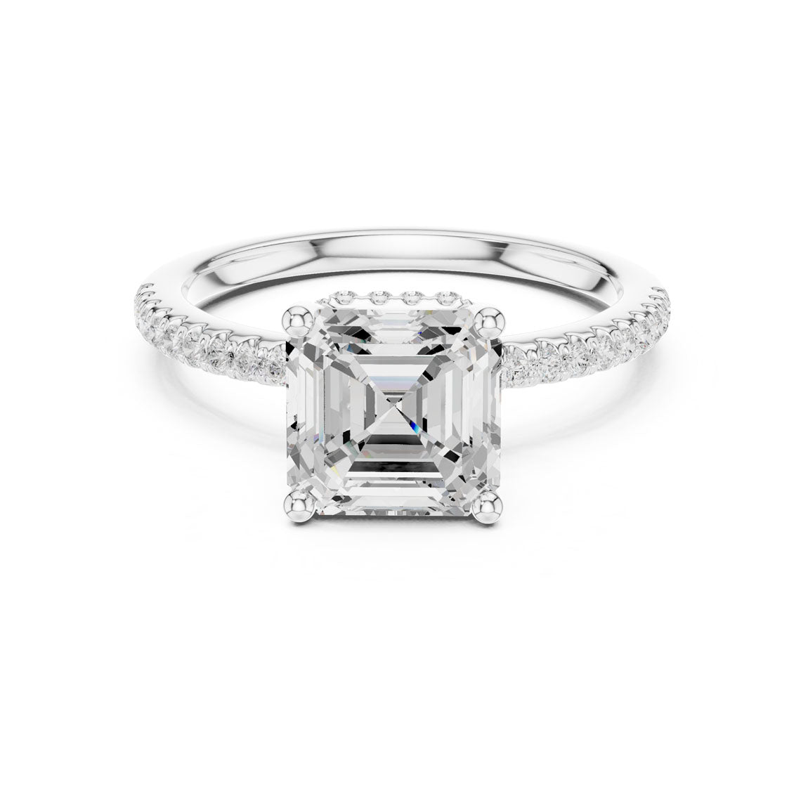 2.30 Ct. Asscher Cut Diamond Hidden Halo Pavé Ring (DDLR-177 - AC)