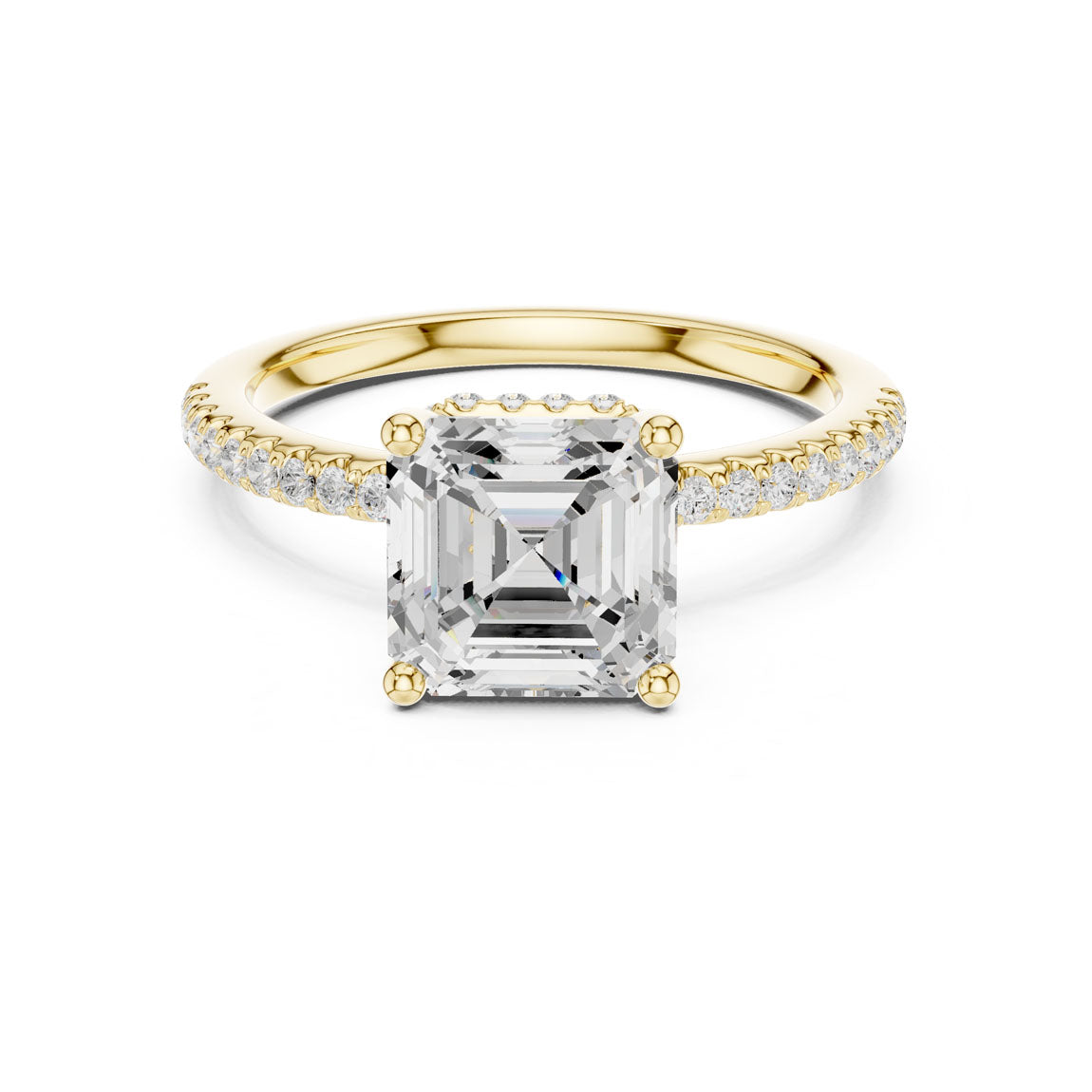 2.30 Ct. Asscher Cut Diamond Hidden Halo Pavé Ring (DDLR-177 - AC) 3