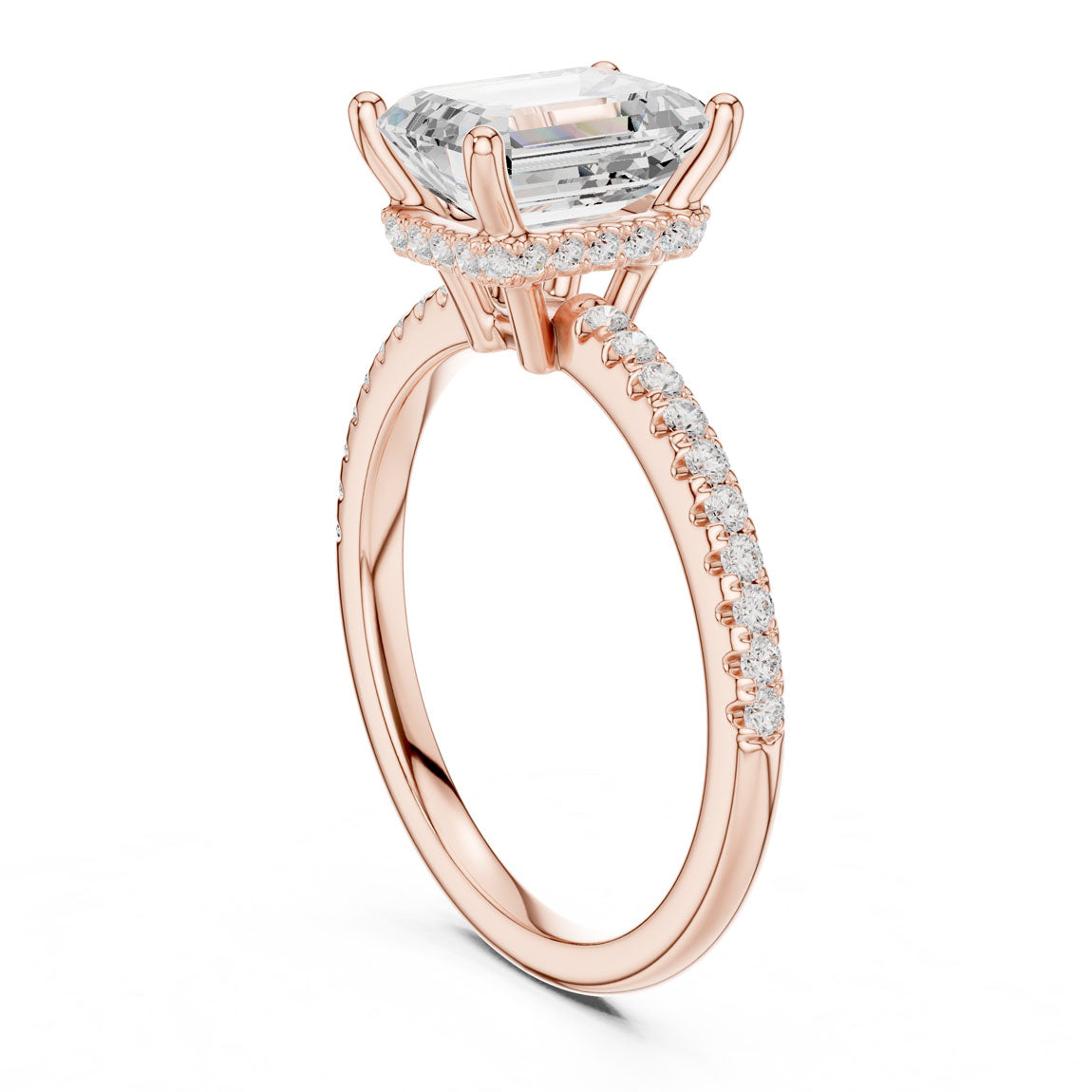 2.30 Ct. Emerald Cut Diamond Hidden Halo Pavé Ring (DDLR-177 - EM) 4