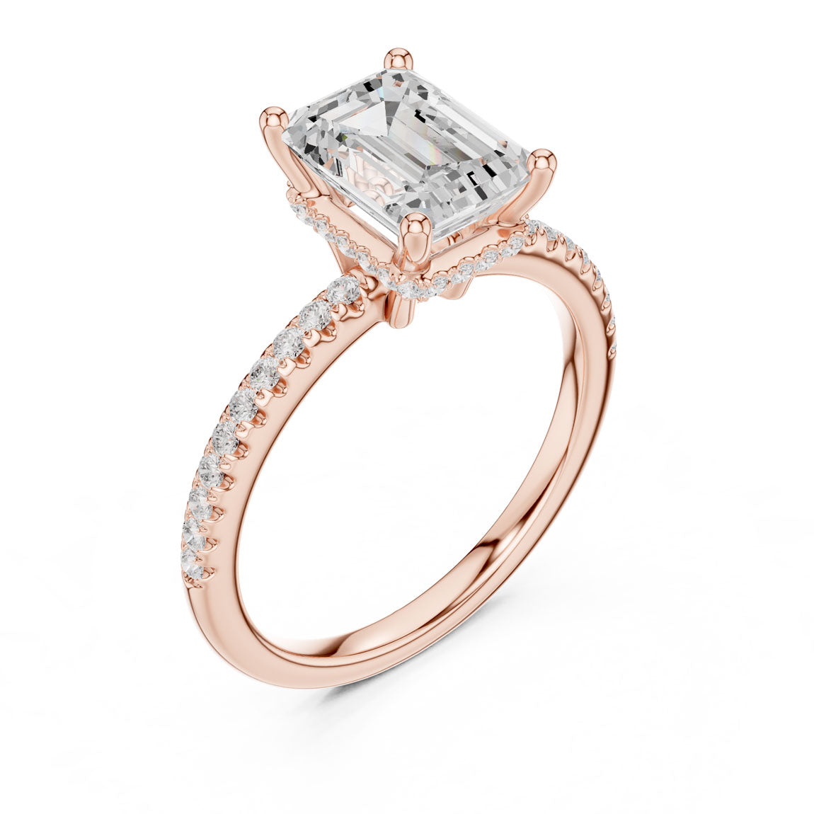 2.30 Ct. Emerald Cut Diamond Hidden Halo Pavé Ring (DDLR-177 - EM)