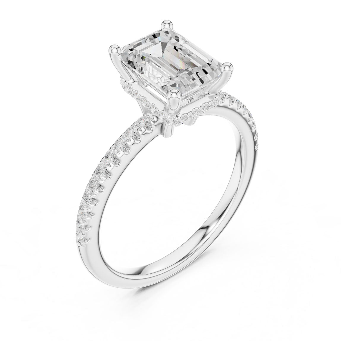 2.30 Ct. Emerald Cut Diamond Hidden Halo Pavé Ring (DDLR-177 - EM) 7