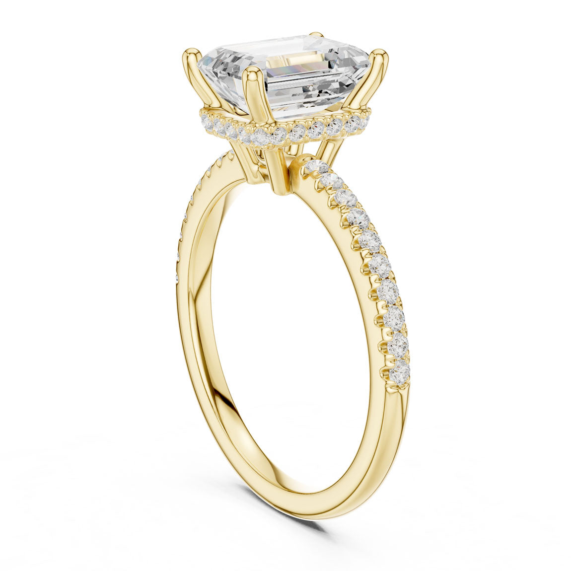 2.30 Ct. Emerald Cut Diamond Hidden Halo Pavé Ring (DDLR-177 - EM) 11