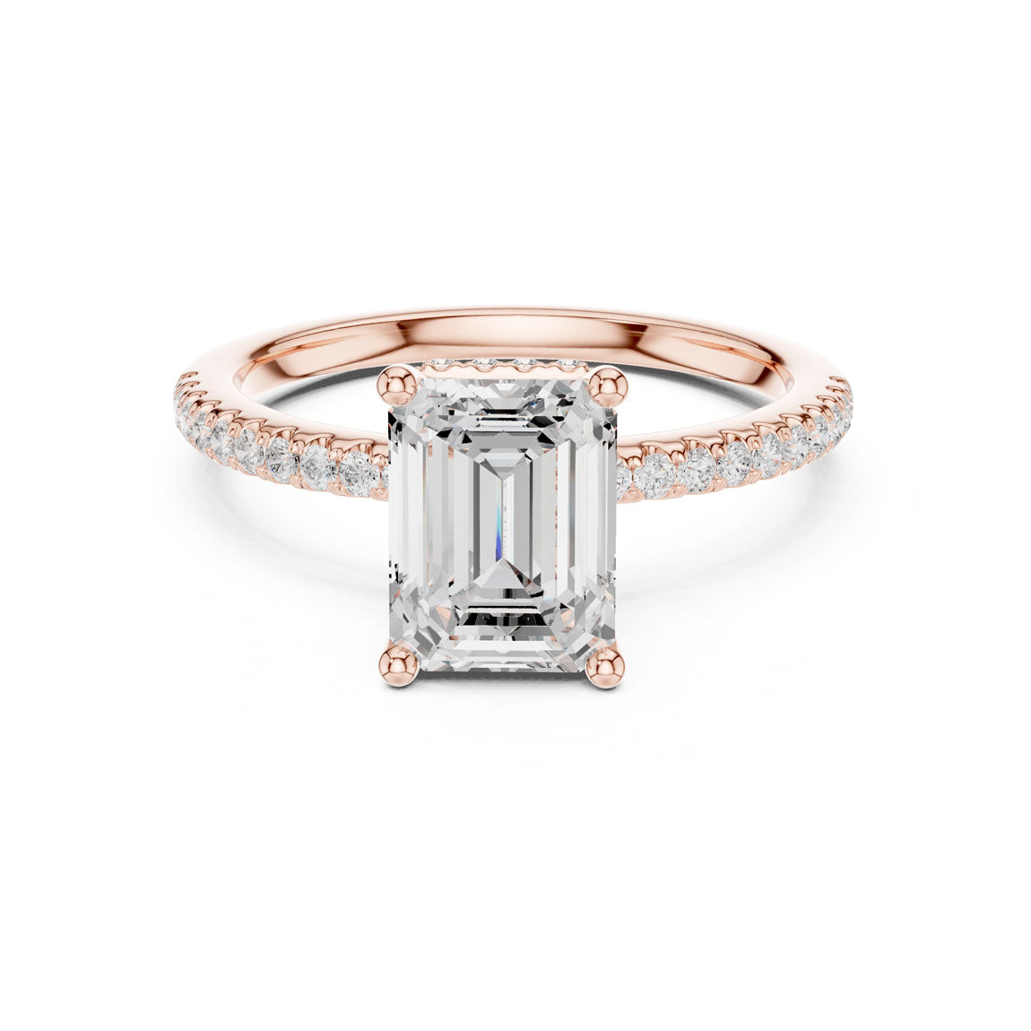 2.30 Ct. Emerald Cut Diamond Hidden Halo Pavé Ring (DDLR-177 - EM) 3
