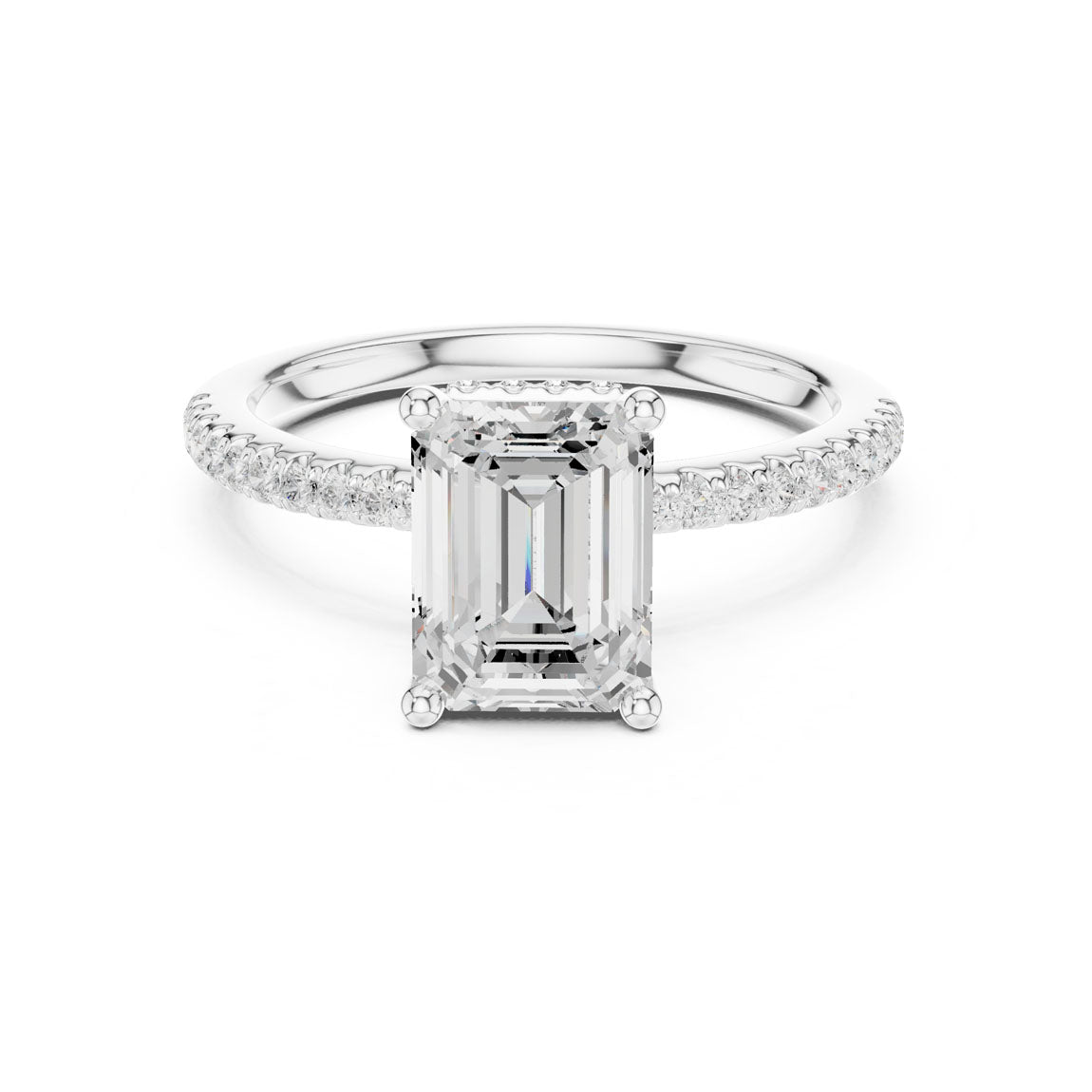 2.30 Ct. Emerald Cut Diamond Hidden Halo Pavé Ring (DDLR-177 - EM) 6