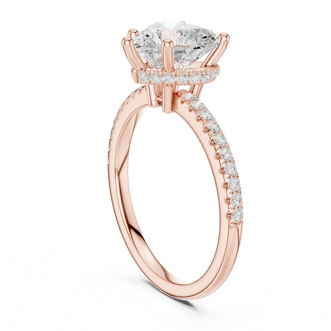 2.30 Ct. Heart Diamond Hidden Halo Pavé Ring (DDLR-177 - HR) 9