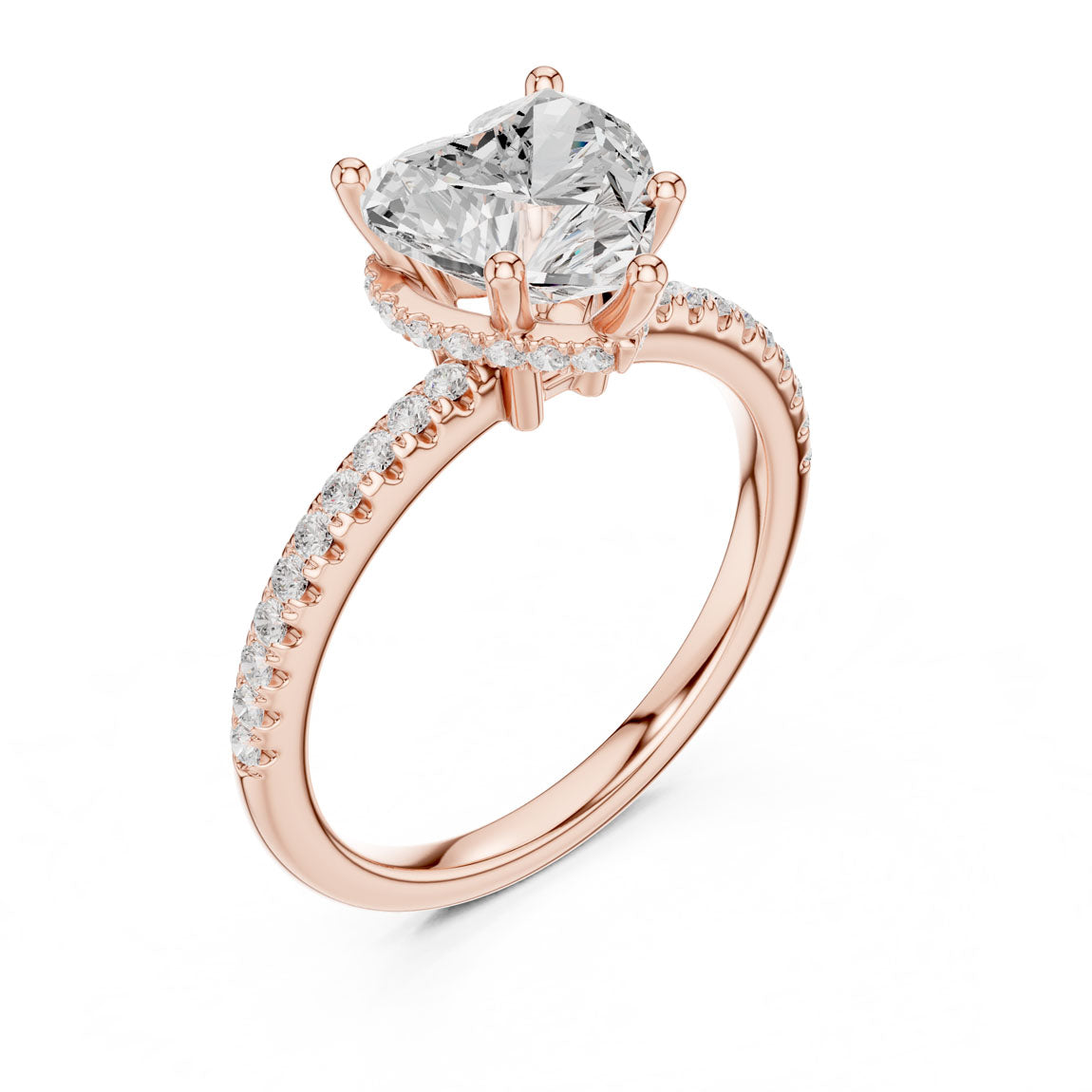 2.30 Ct. Heart Diamond Hidden Halo Pavé Ring (DDLR-177 - HR) 7