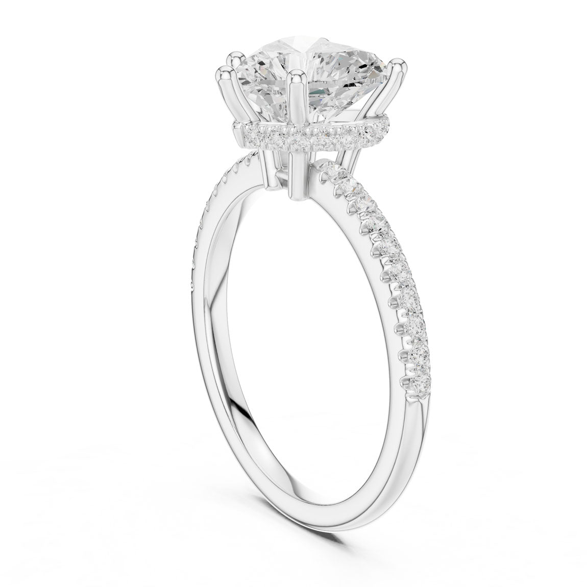 2.30 Ct. Heart Diamond Hidden Halo Pavé Ring (DDLR-177 - HR) 11