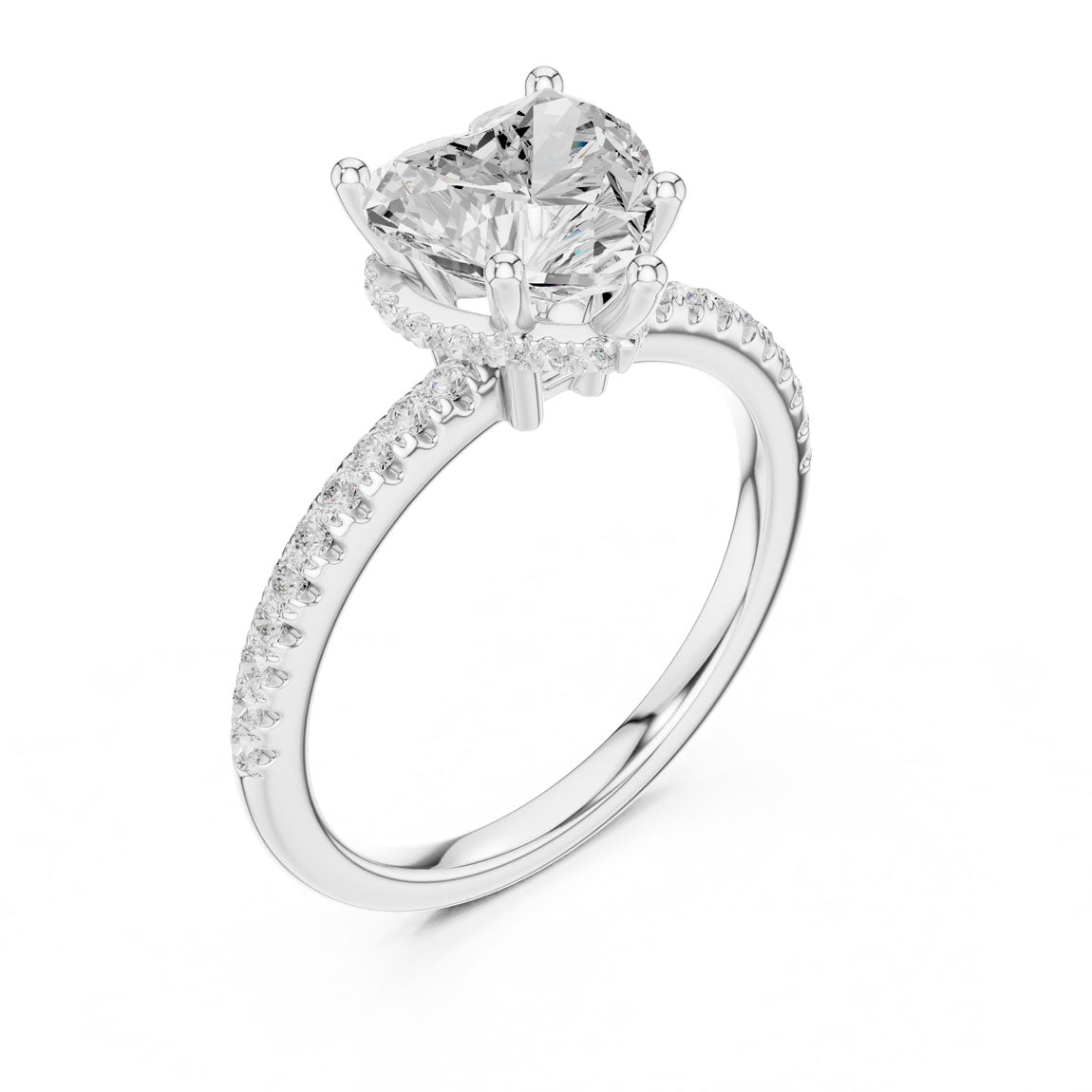 2.30 Ct. Heart Diamond Hidden Halo Pavé Ring (DDLR-177 - HR) 10