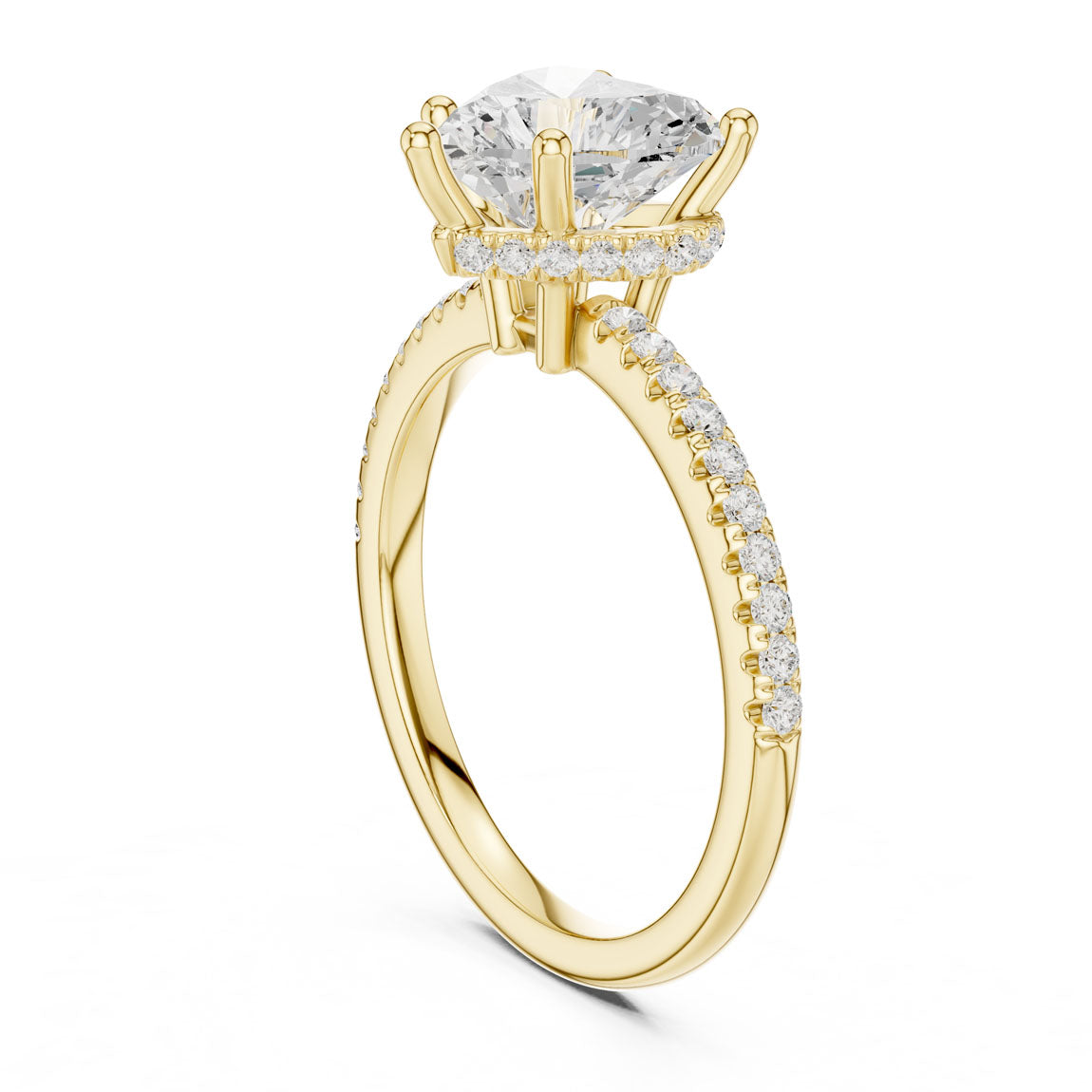 2.30 Ct. Heart Diamond Hidden Halo Pavé Ring (DDLR-177 - HR) 4